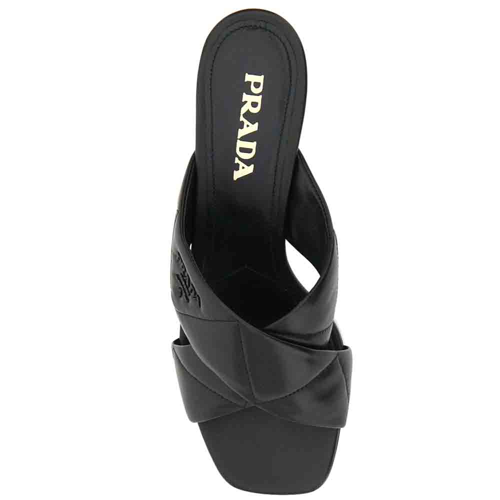 

Prada Black Quilted Nappa Leather Heel Sandals Size IT