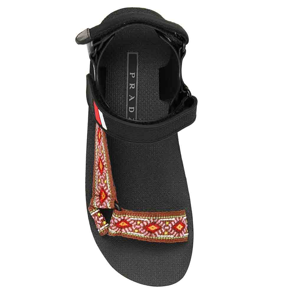 

Prada Black/Multicolor Embroidered Nomad Flat Sandals Size IT