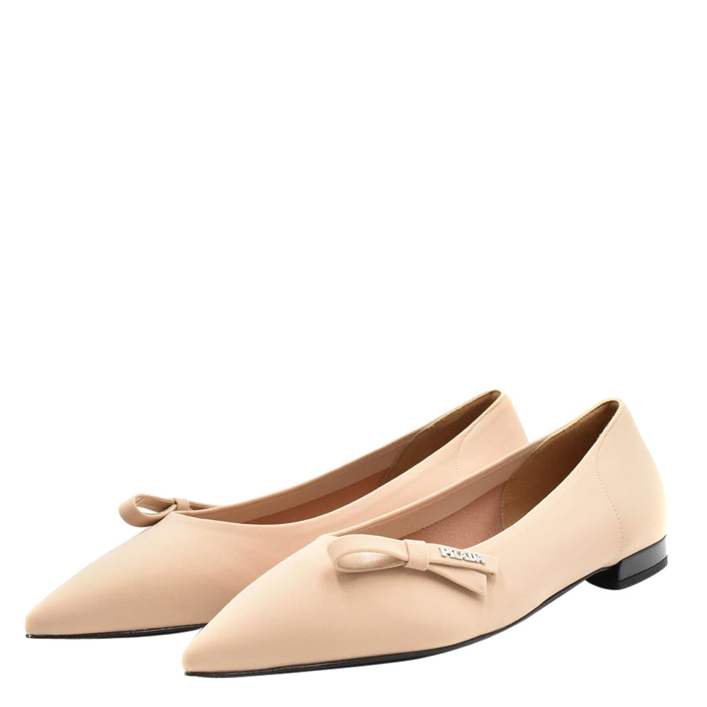 

Prada Beige Leather Ballet Flats Size EU