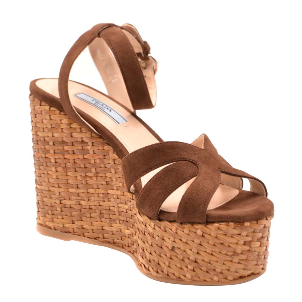 

Prada Brown Suede Wedge Platform Sandals Size EU