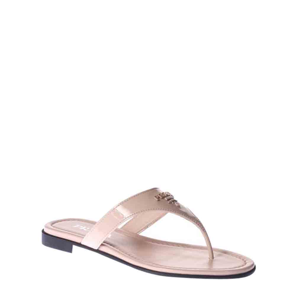 

Prada Pink Leather Logo Thong Flats Size EU