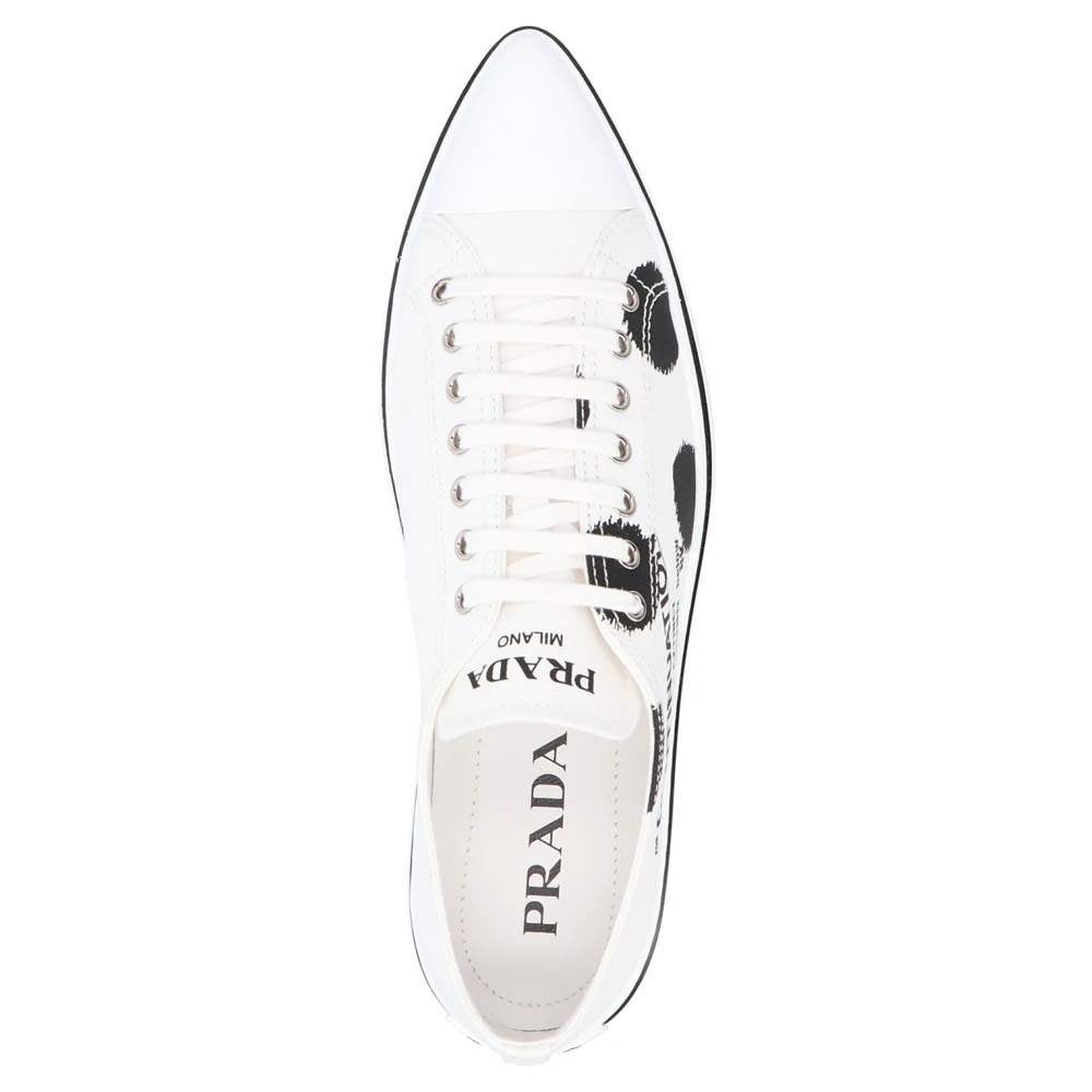 

Prada White Printed Cotton Gabardine Low-Top Sneakers Size EU