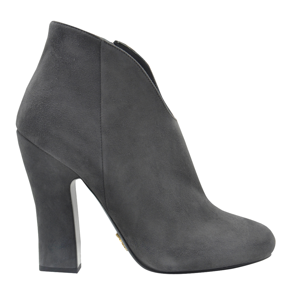 

Prada Grey Suede Ankle Length Booties Size EU