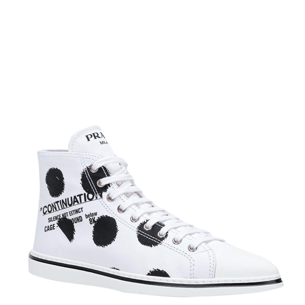 

Prada White Printed cotton gabardine Sneakers Size EU