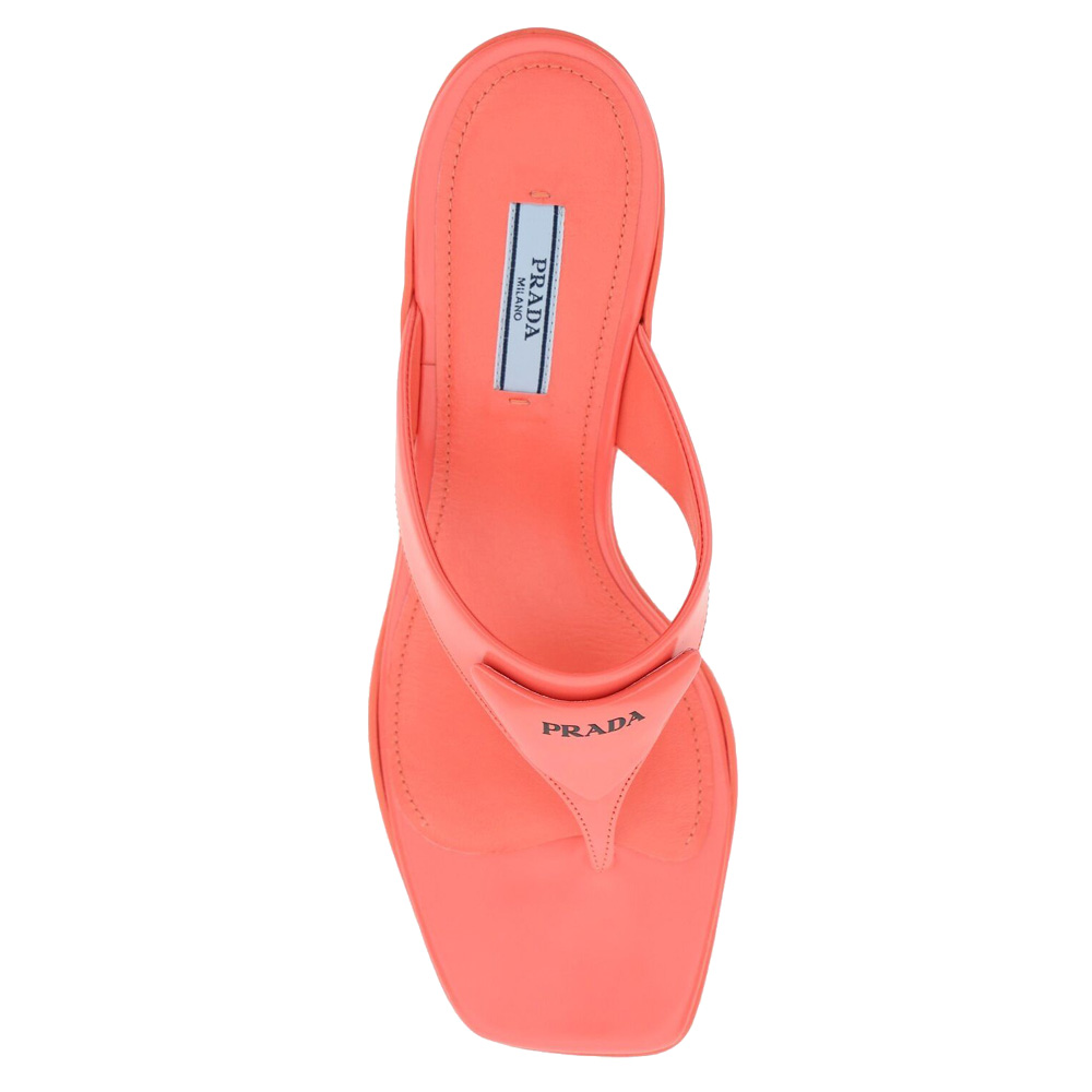 

Brushed Orange Leather High-heeled Thong Sandals Size EU