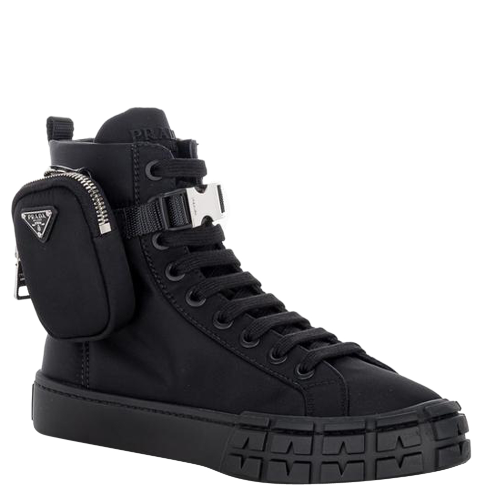 

Prada Black Re-Nylon Wheel High-top Sneakers Size EU