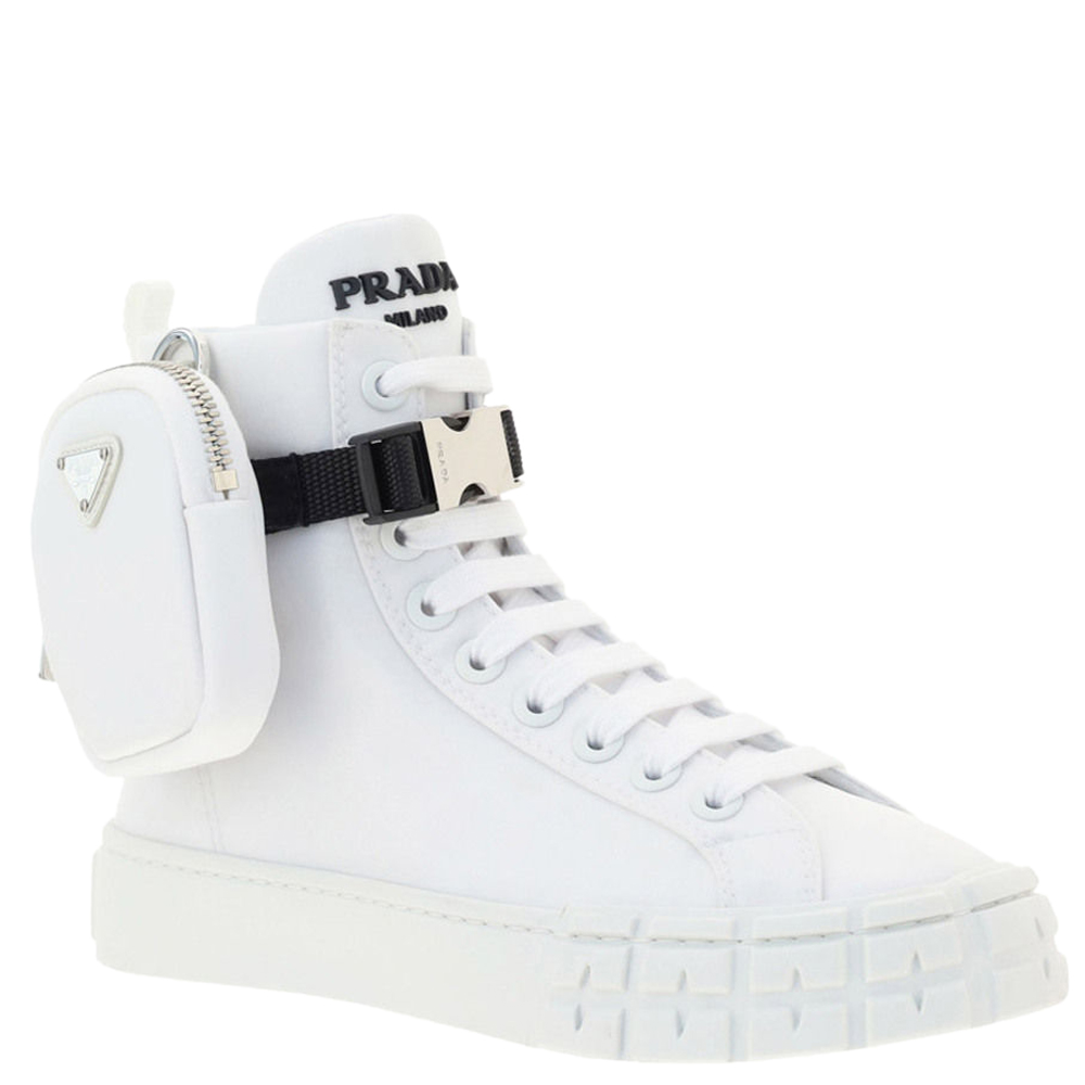 

Prada White Wheel Cassetta high-top Sneakers Size EU