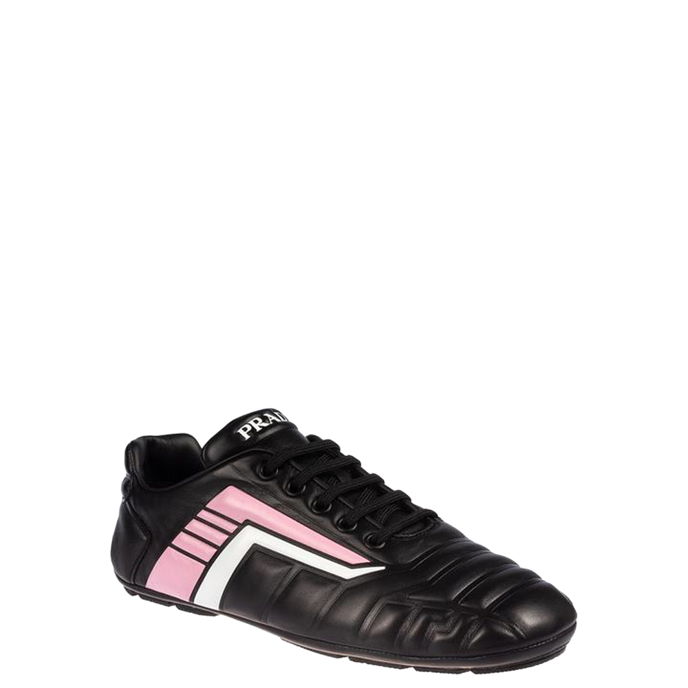 

Prada Black/Pink Leather Rev Sneakers Size EU