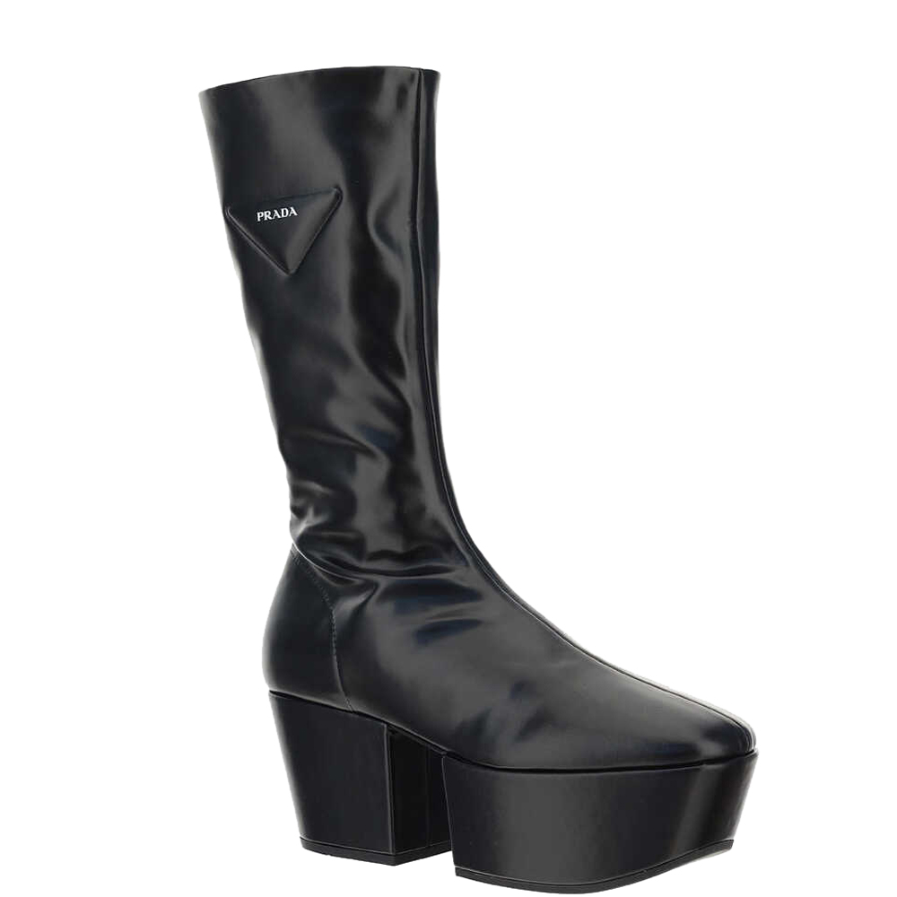 

Prada Black Nappa Leather Tech platform Boots Size IT