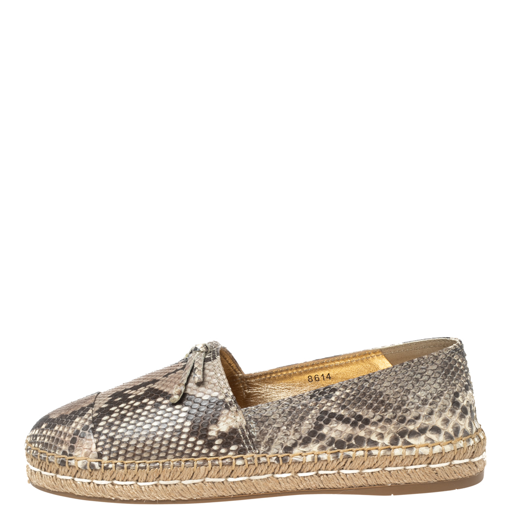 

Prada Beige Python Leather Espadrille Flats Size