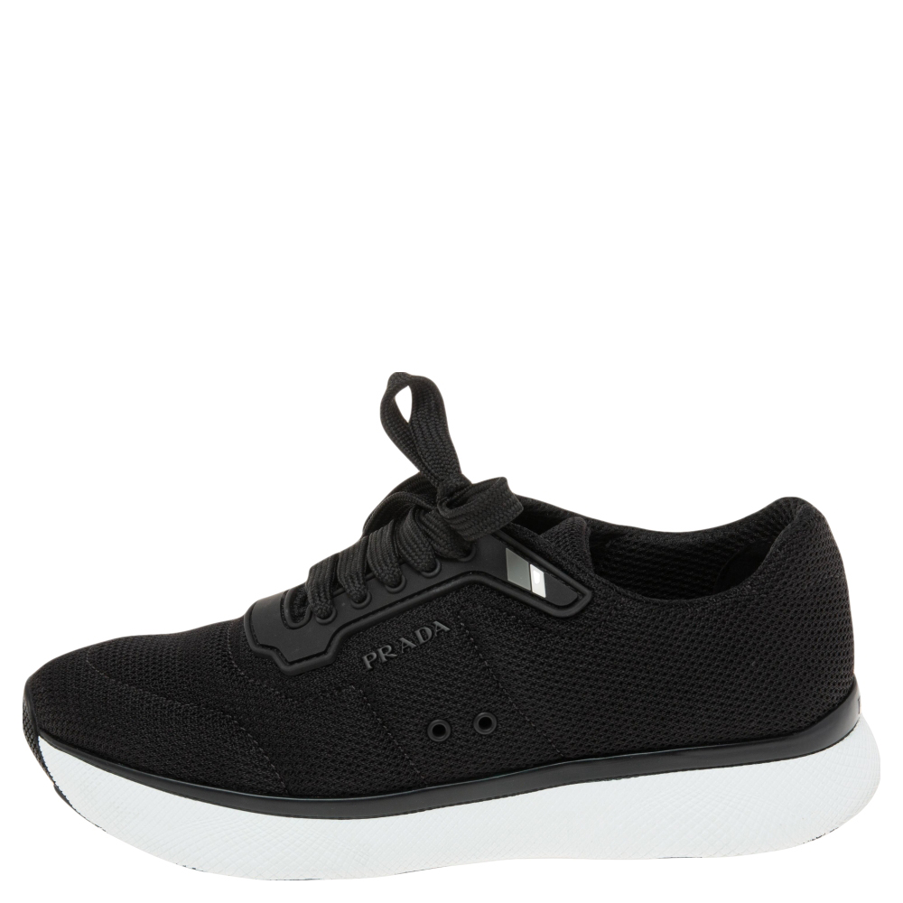 

Prada Black Mesh Low-Top Sneakers Size