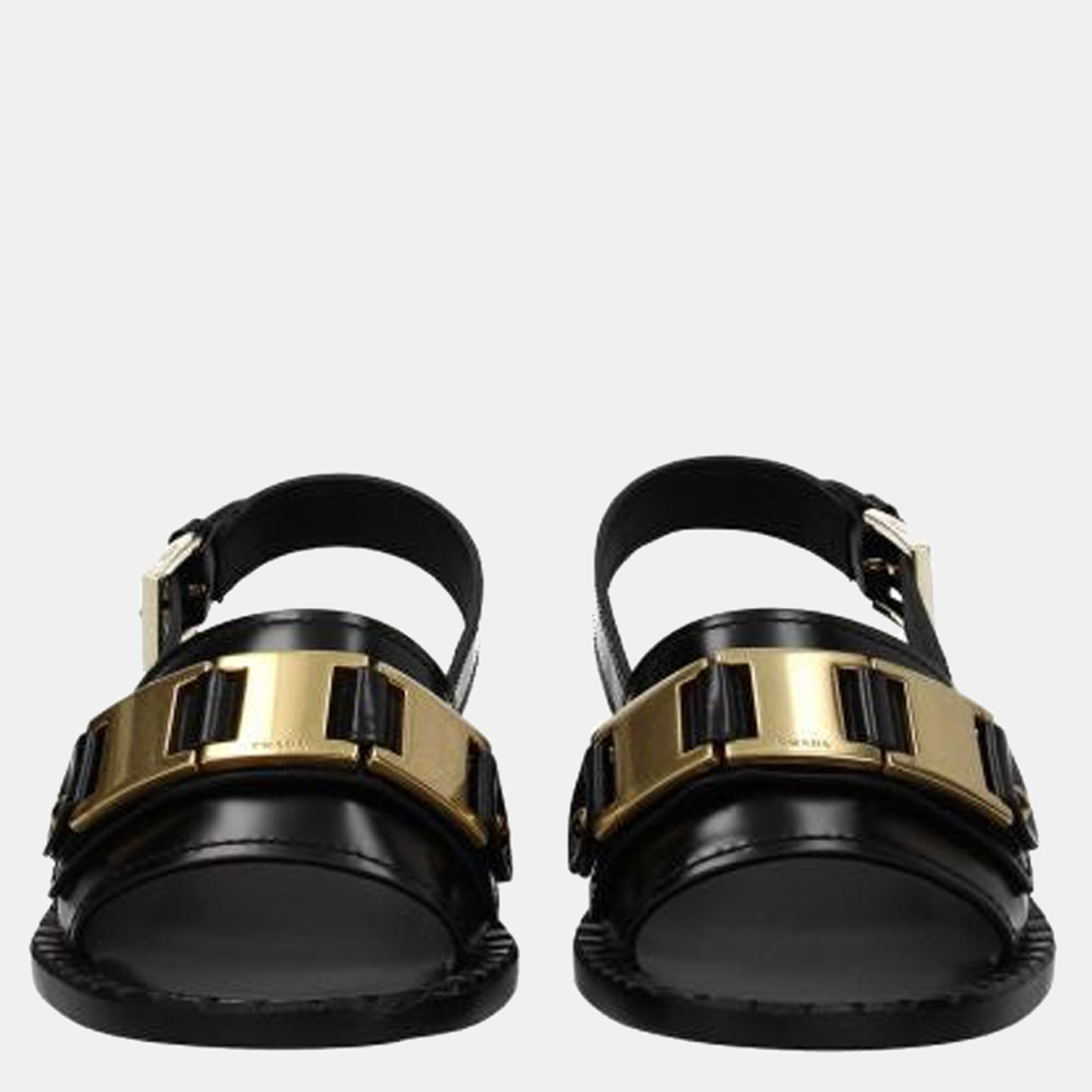 

Prada Black Leather Sandals Size US 6/EU