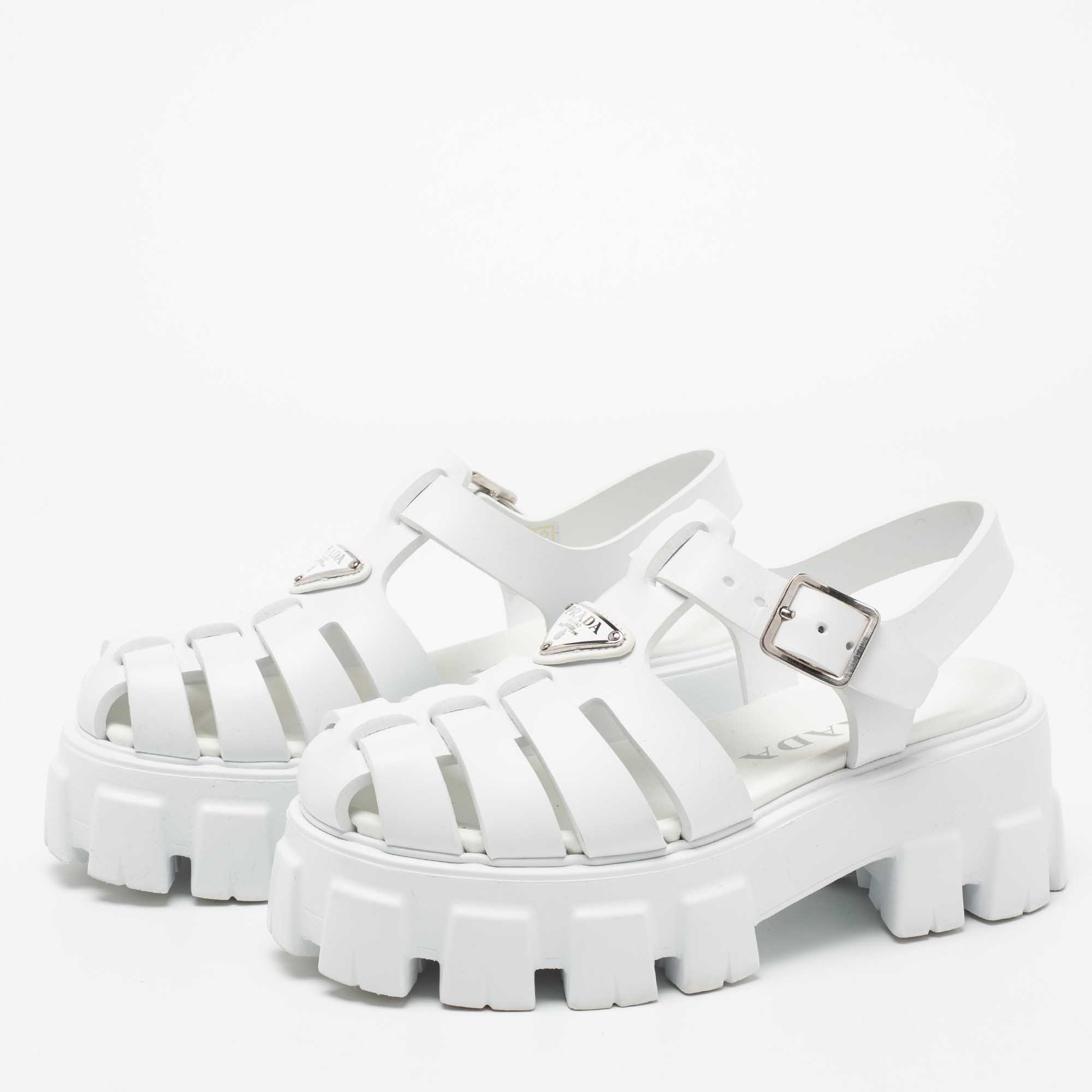 

Prada White Rubber Caged Platform Sandals Size