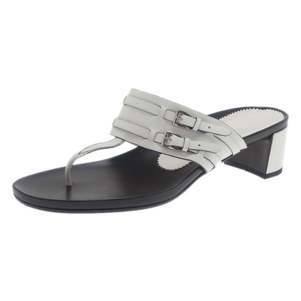 Prada White Leather Thong Sandals Size 41