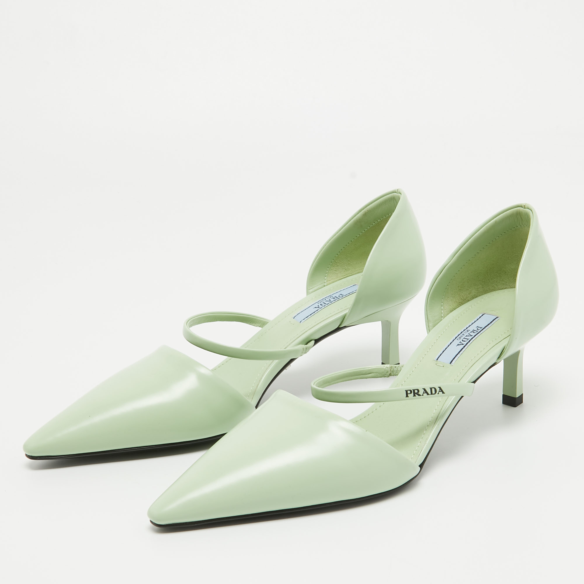 

Prada Mint Green Leather Mary Jane D'orsay Pumps Size