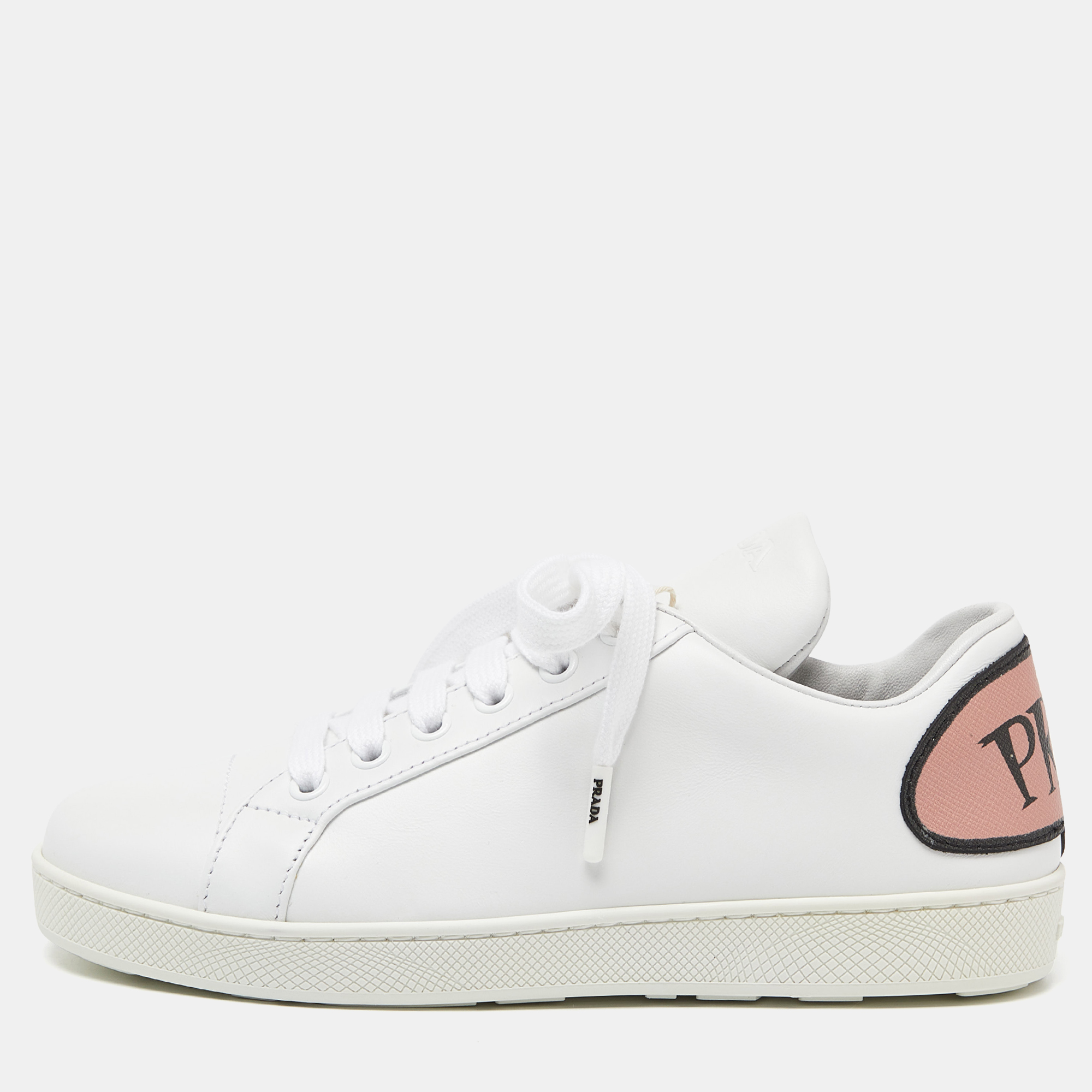 

Prada White Leather Lace-Up Sneakers