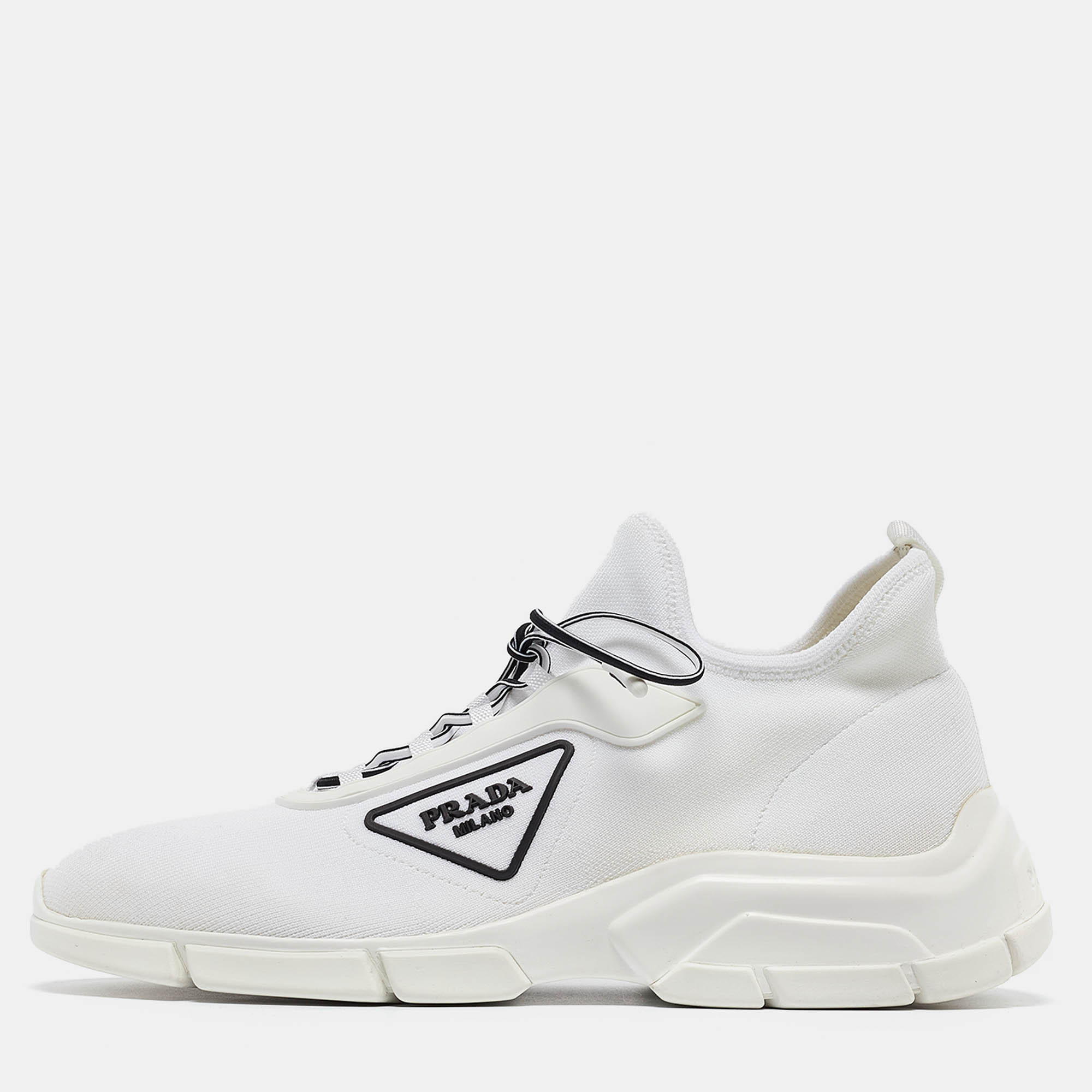 

Prada White Knit Fabric Low Top Sneakers Size