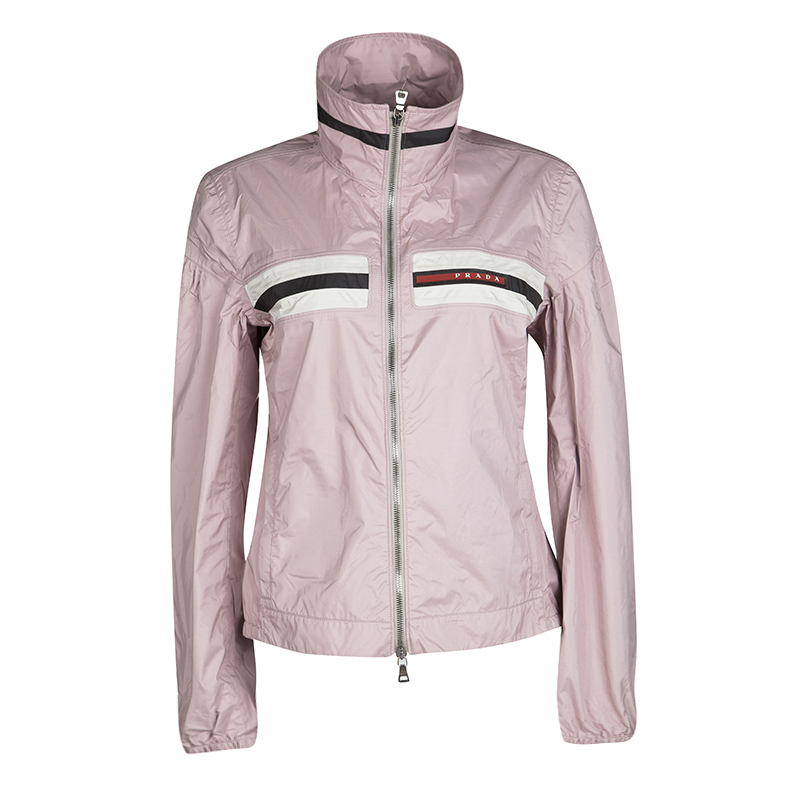 Prada Sport Alabastro Pink Nylon Zip Front Jacket M