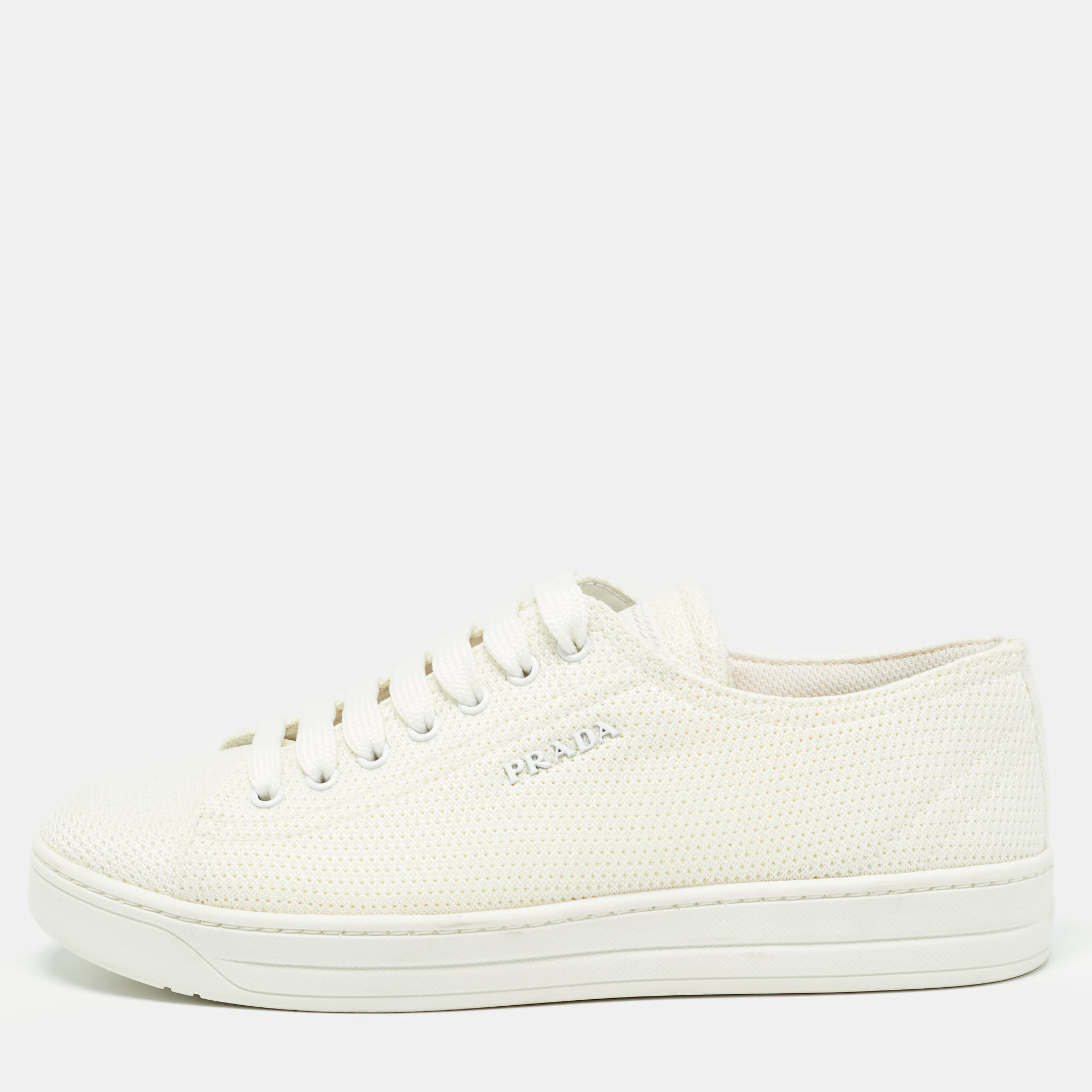 

Prada Sport Off White Canvas Low Top Sneakers Size
