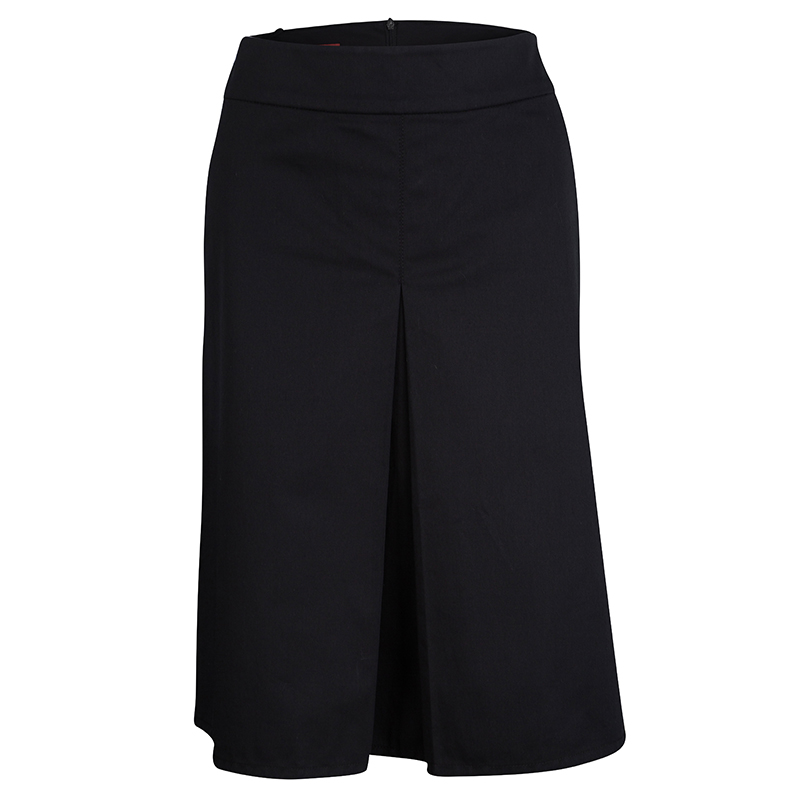 Prada Sport Black Cotton Inverted Pleat Skirt S