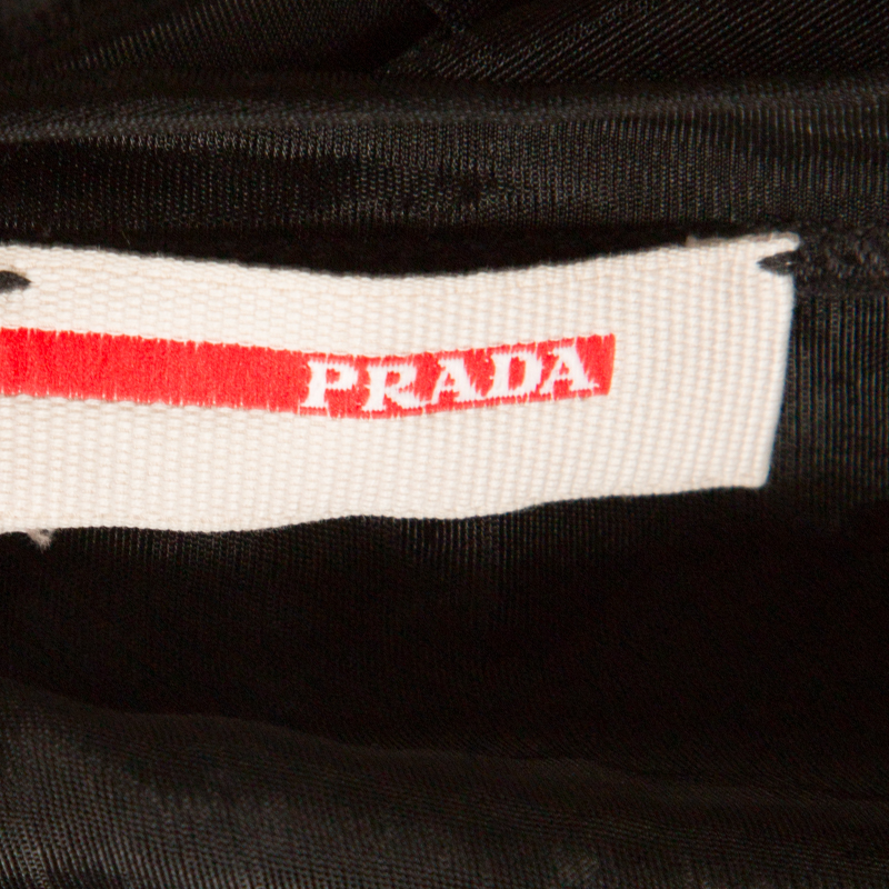 Pre-owned Prada Black Knit Mesh Sheer Short Sleeve Top Xs