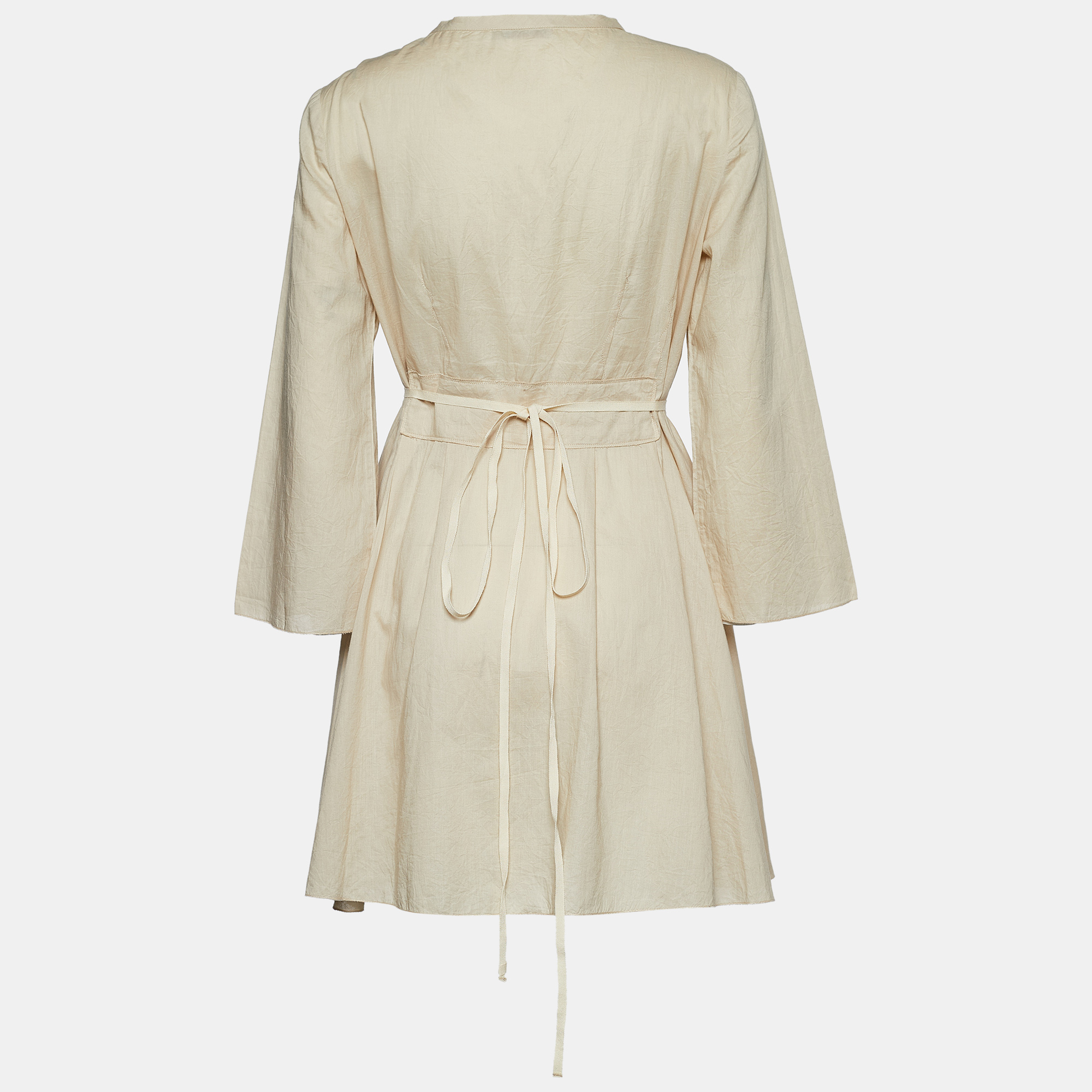 

Prada Sport Cream Cotton Zip Front Belt Detail Mini Dress