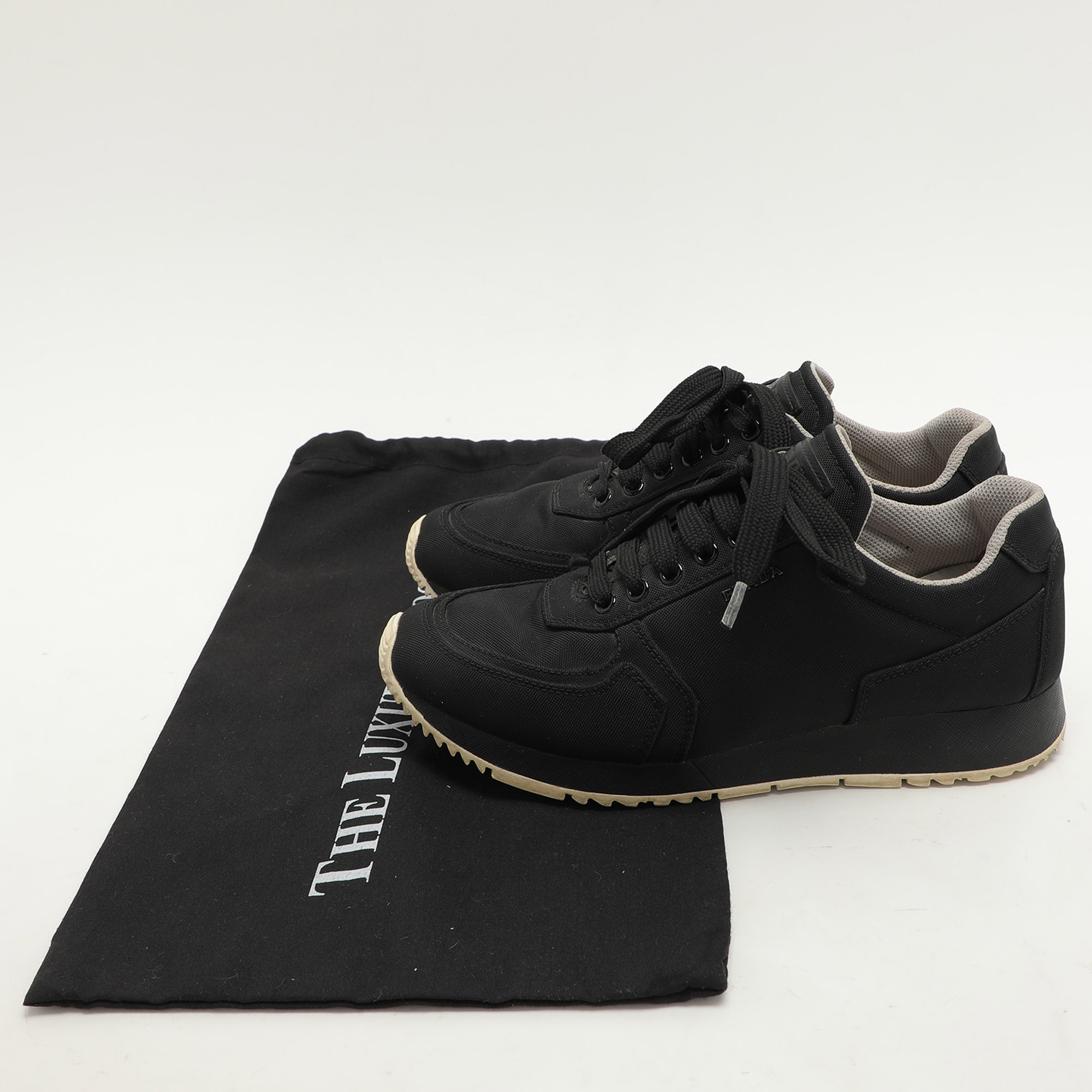 Prada Sport Black Nylon Low Top Sneakers Size 39 