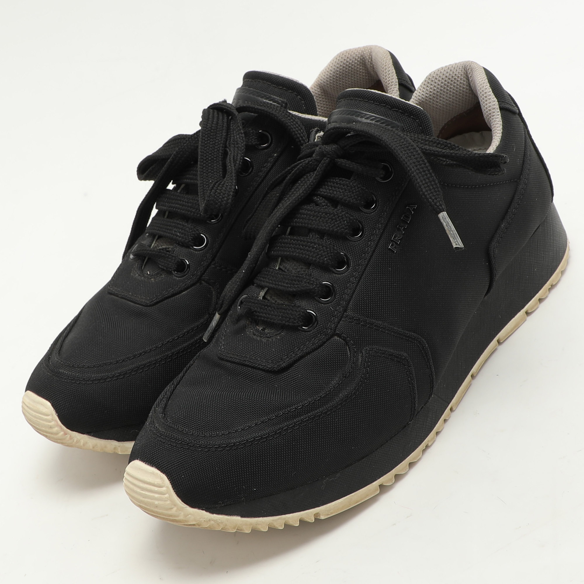Prada Sport Black Nylon Low Top Sneakers Size 39 