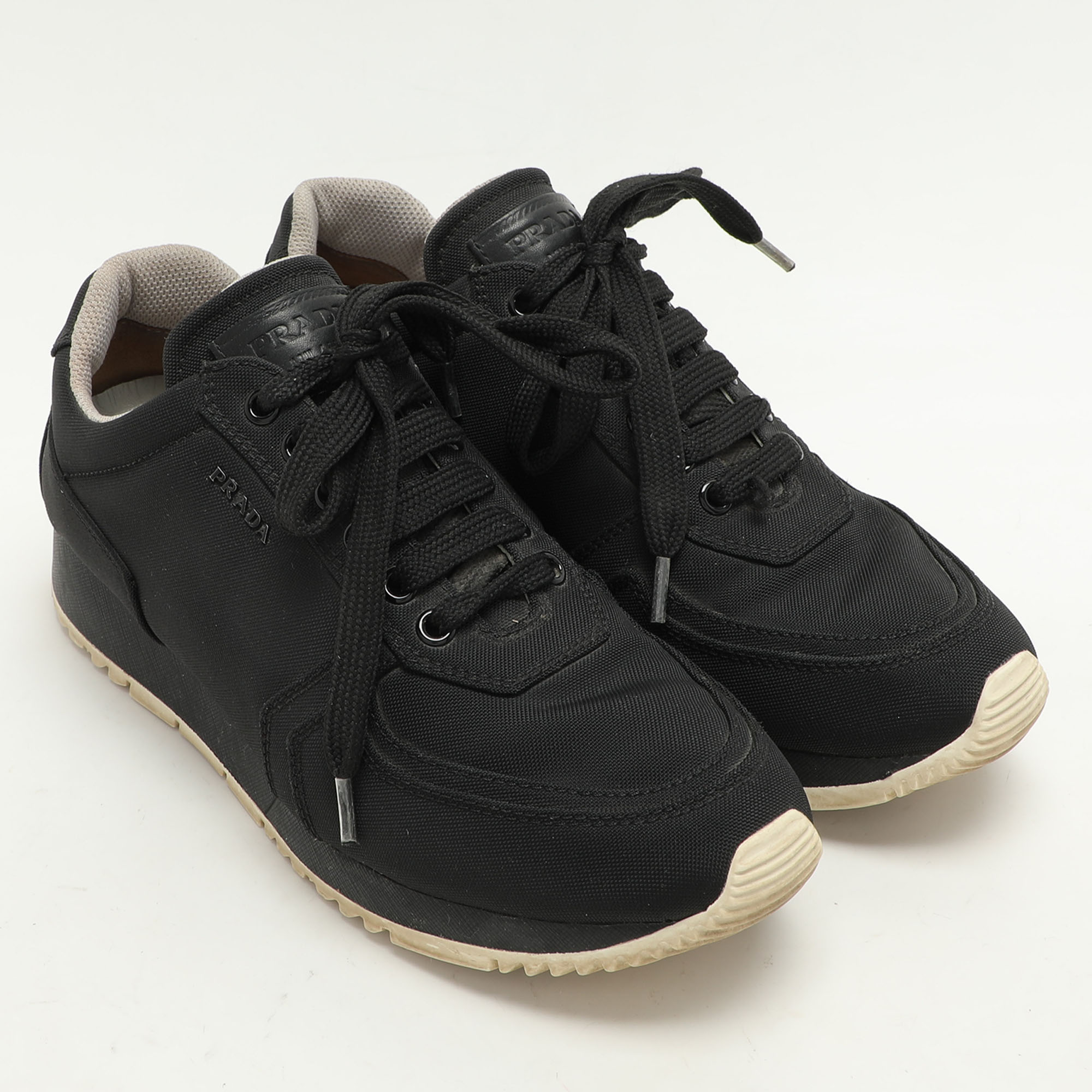 Prada Sport Black Nylon Low Top Sneakers Size 39 