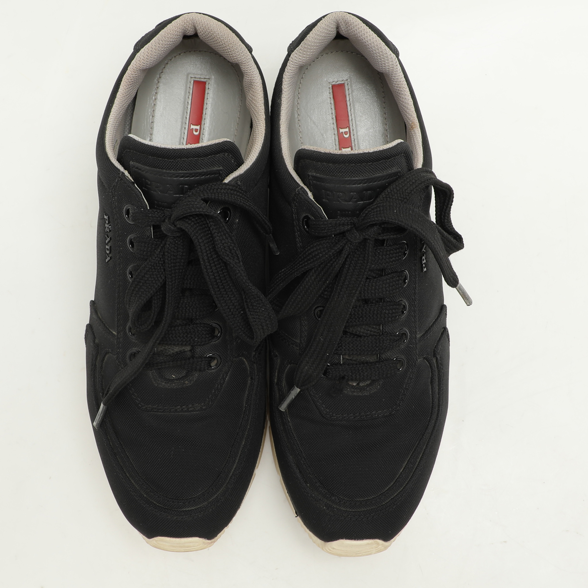 Prada Sport Black Nylon Low Top Sneakers Size 39 