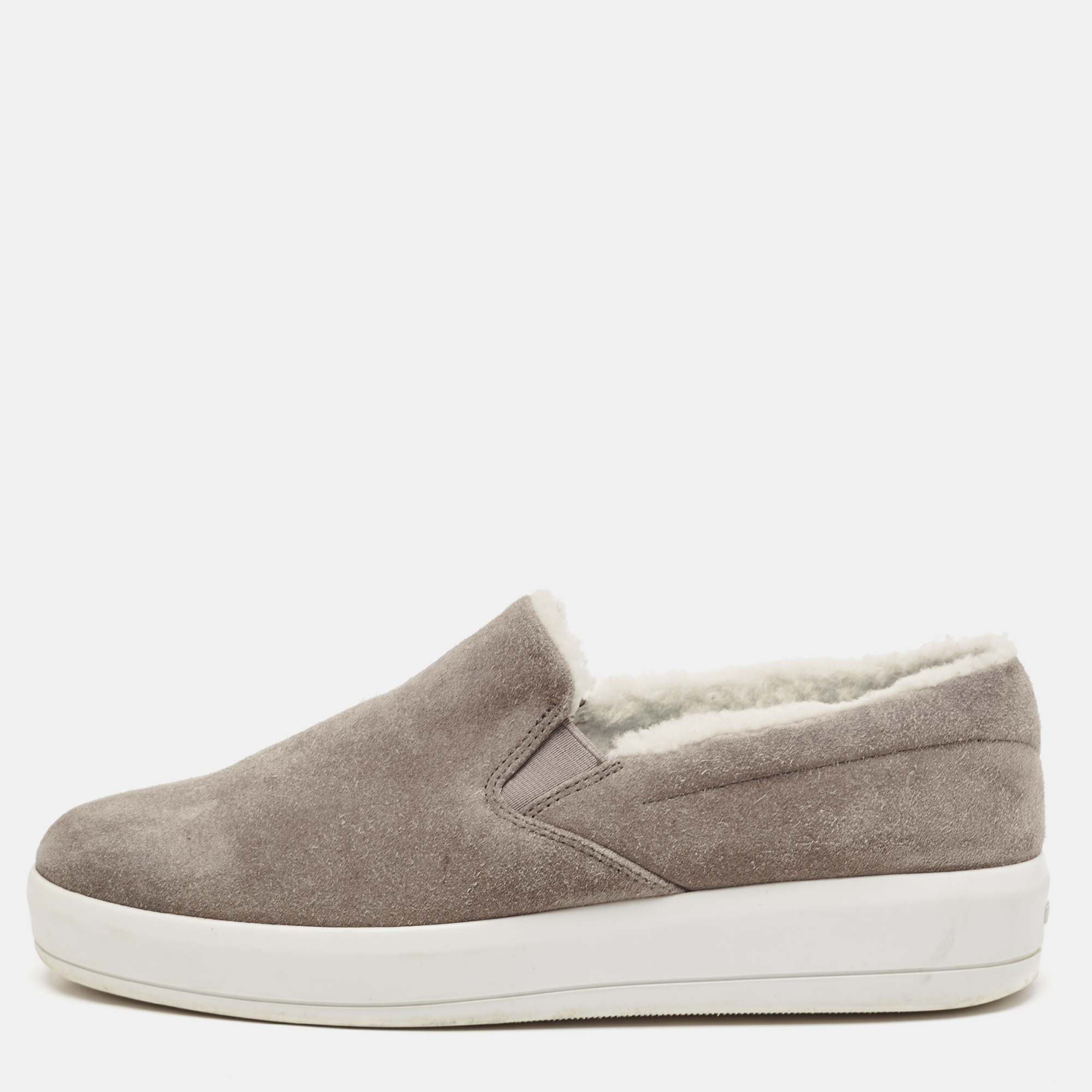 

Prada Sport Grey Suede and Shearling Slip On Sneakers Size