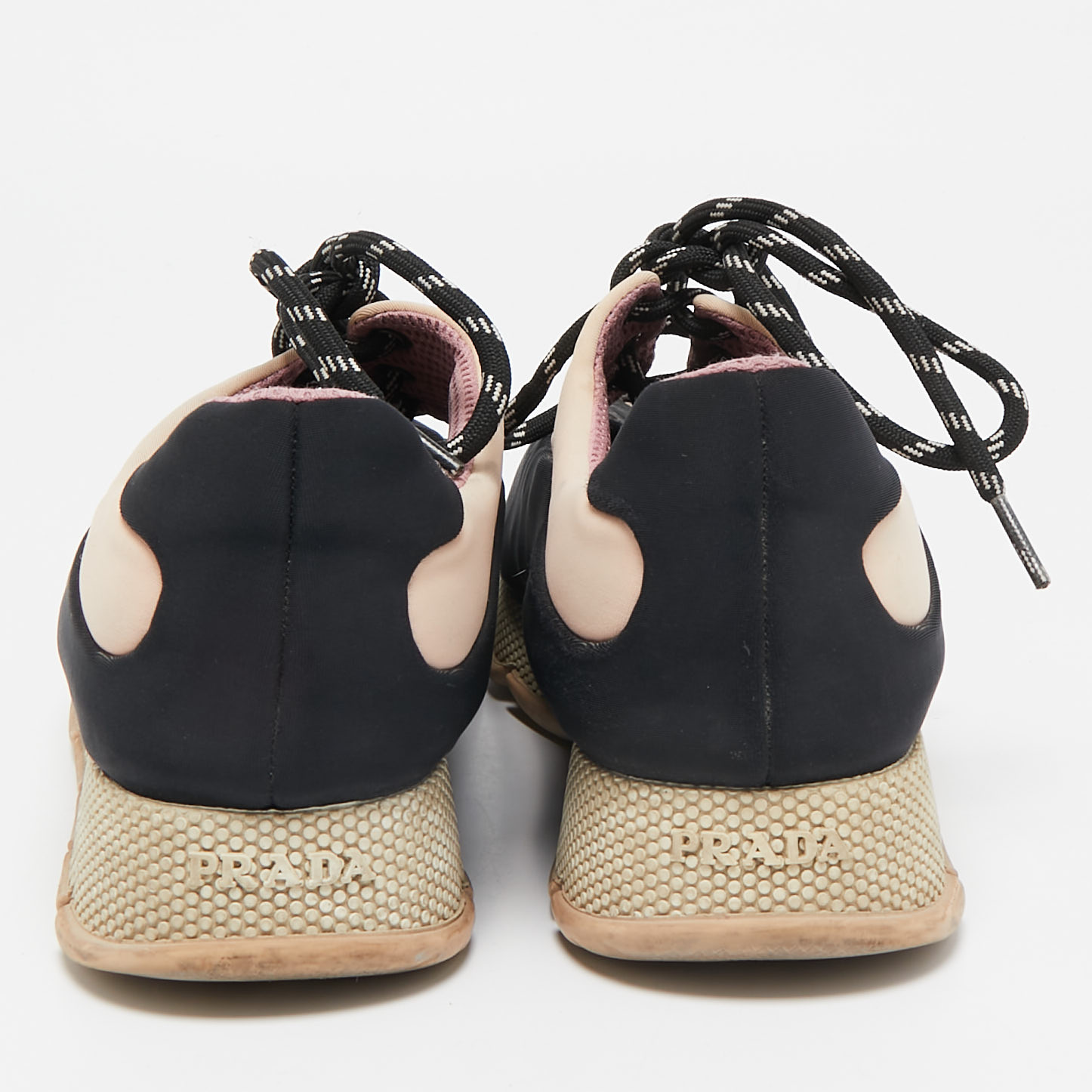 Prada Sport Black/Pink  Neoprene Cut Out Low Top Sneakers Size 39 