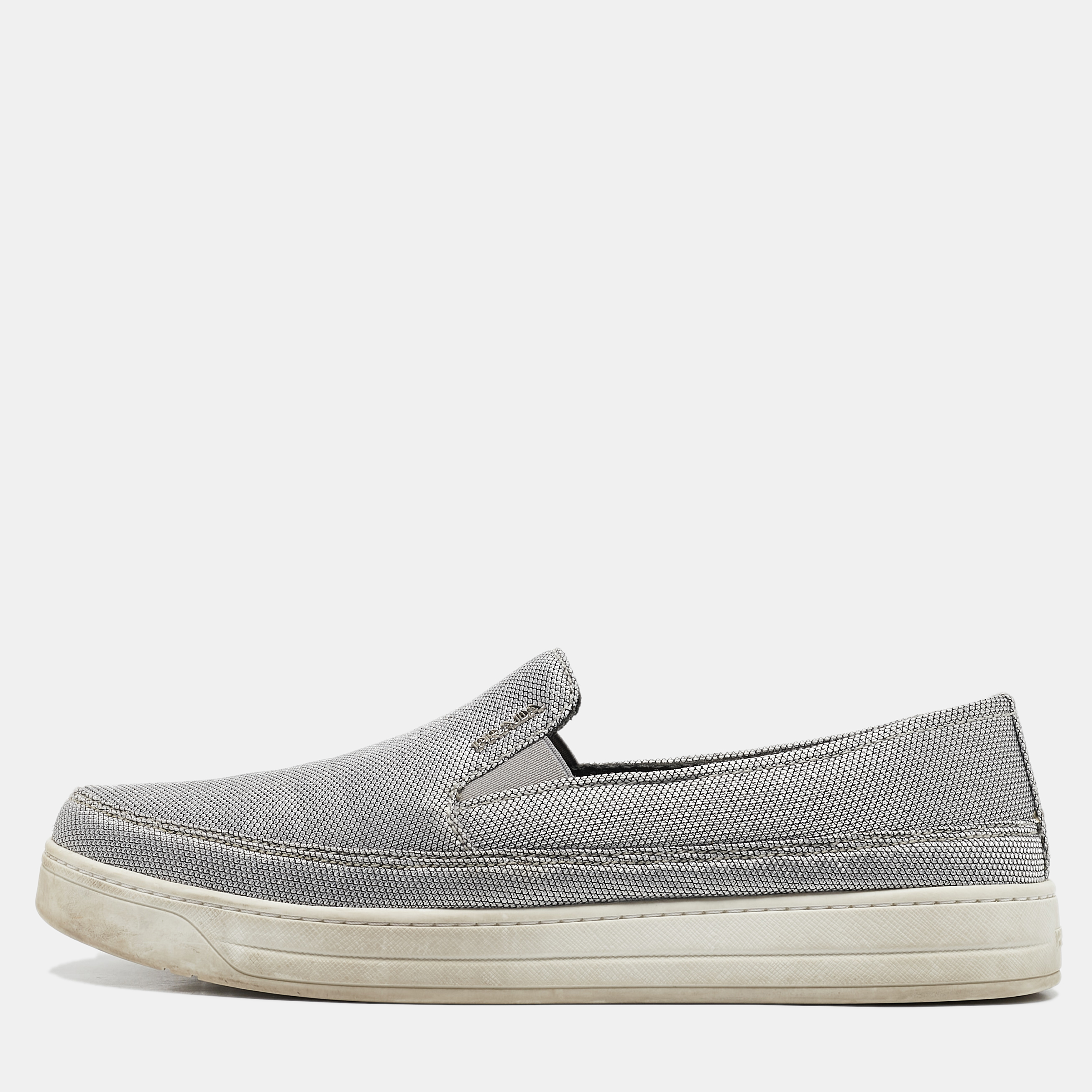 

Prada Sport Silver Nylon Slip On Sneakers Size