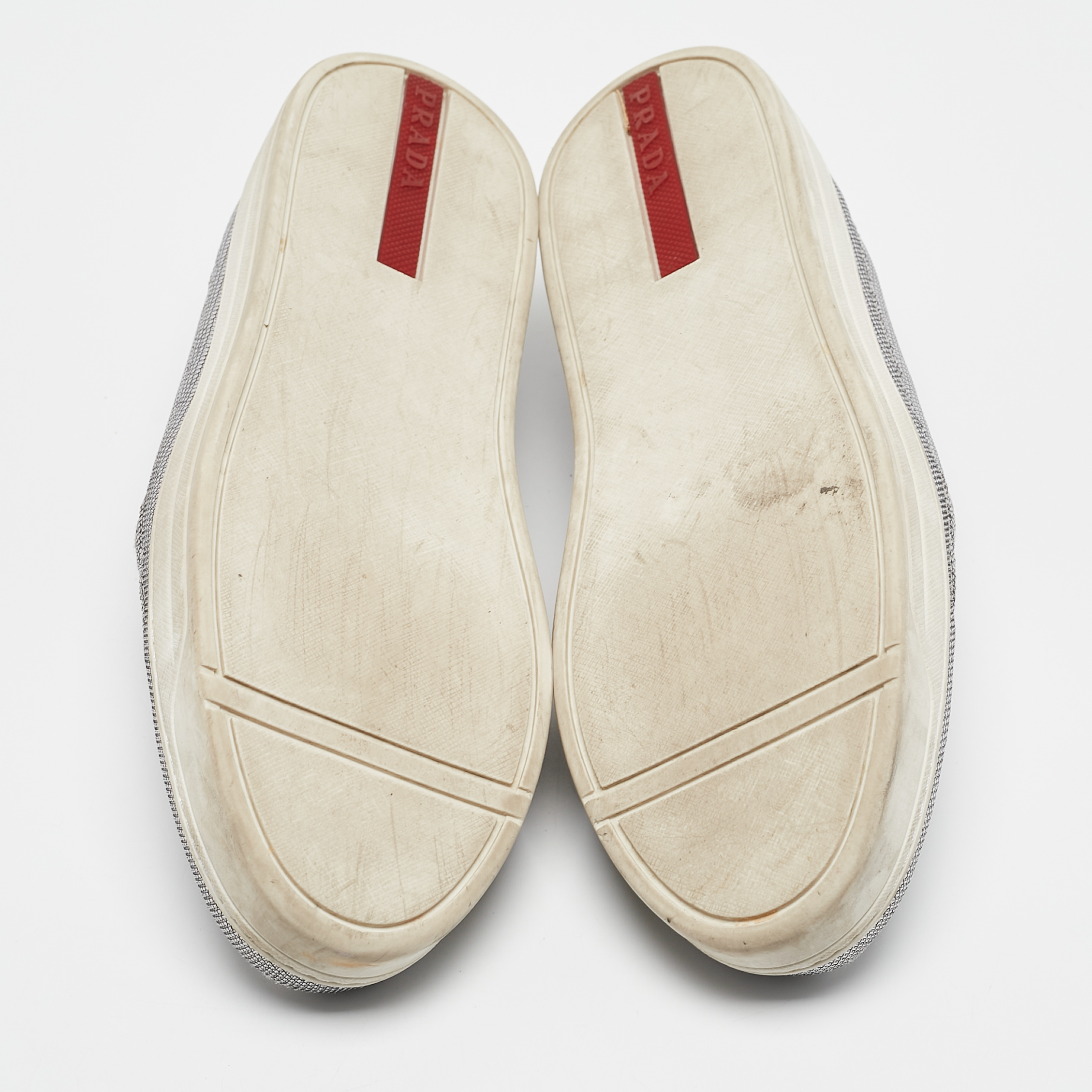 Prada Sport Silver Nylon Slip On Sneakers Size 39 