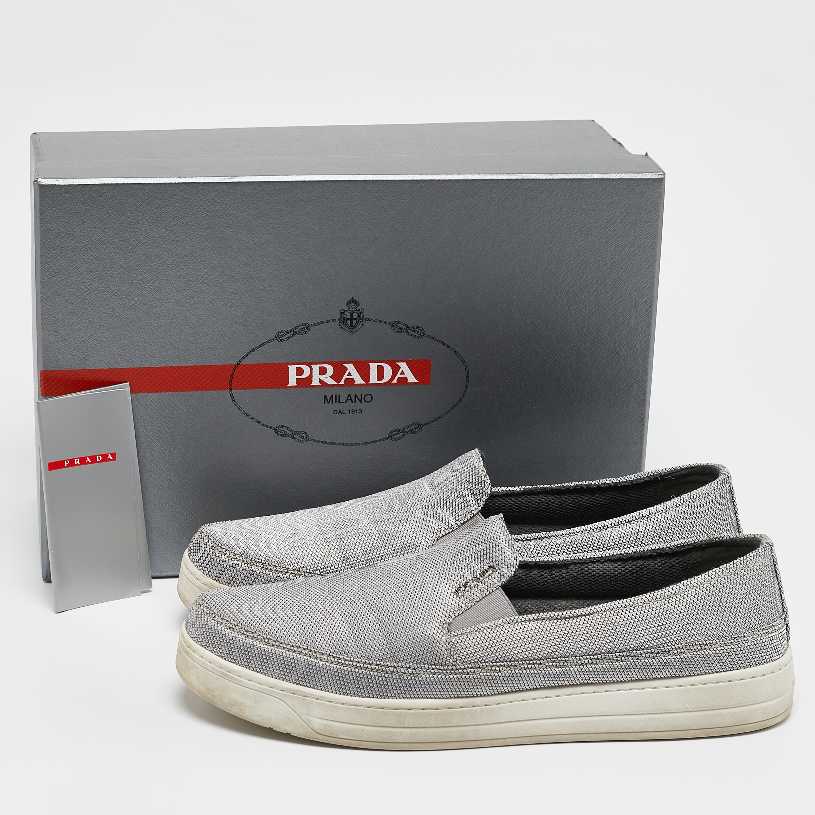 Prada Sport Silver Nylon Slip On Sneakers Size 39 