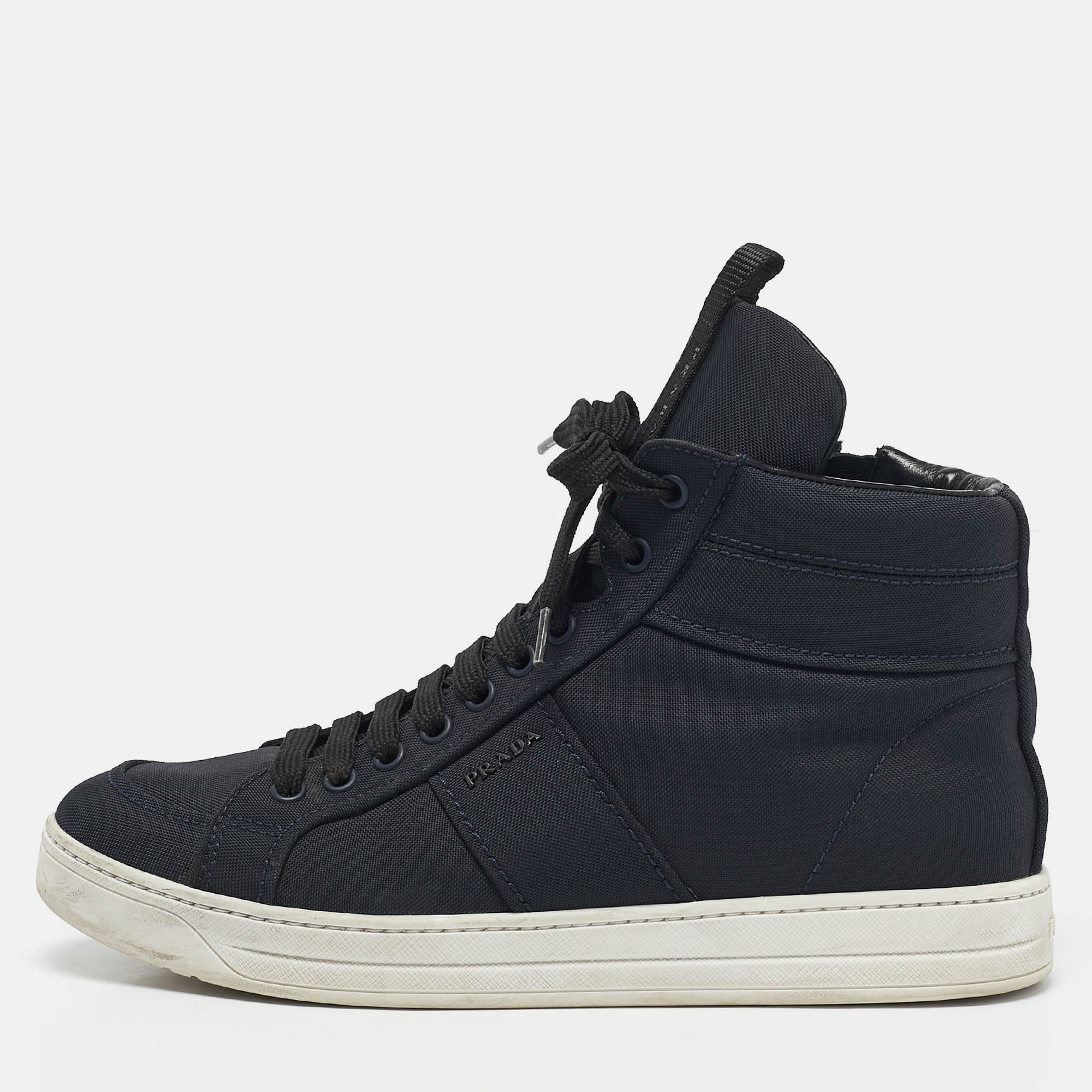 

Prada Sport Navy Blue Canvas High Top Sneakers Size