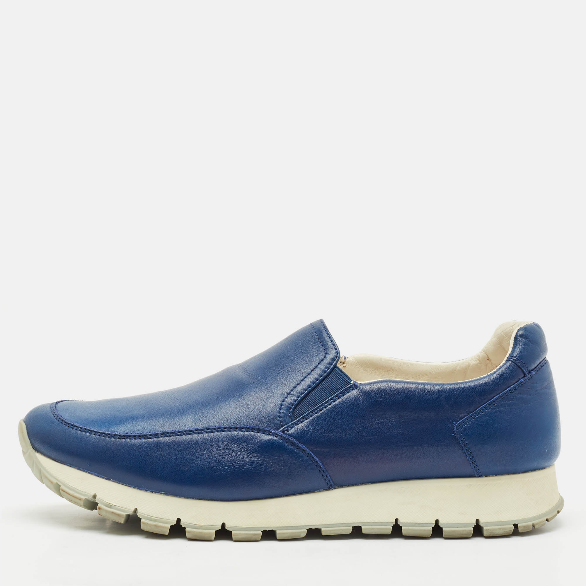 

Prada Sport Blue Leather Slip On Sneakers Size