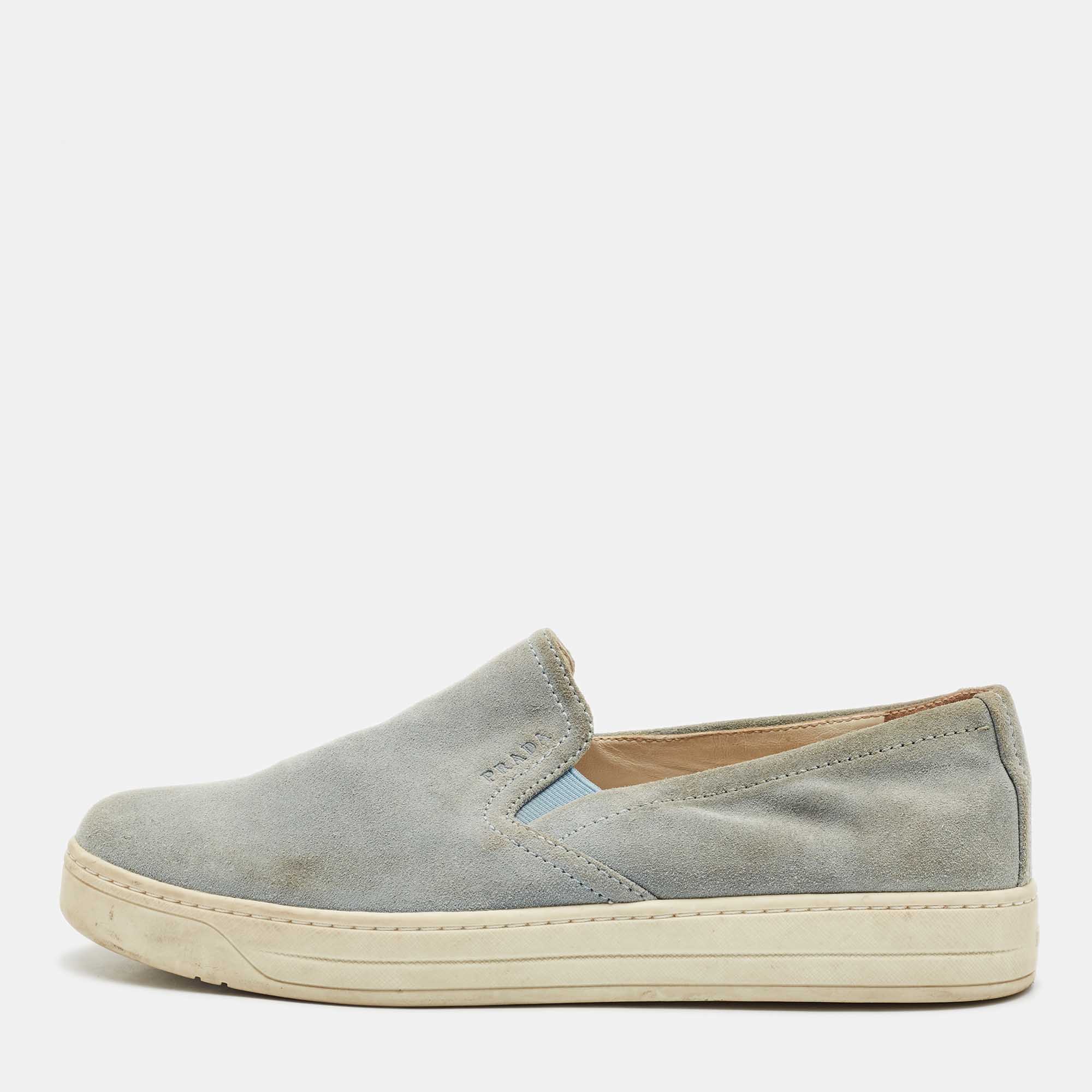 

Prada Sport Blue Suede Slip On Sneakers Size