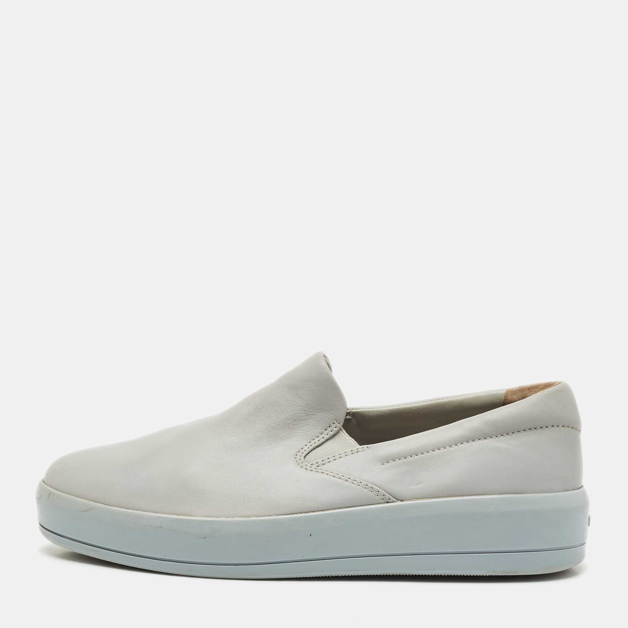 

Prada Sport Grey Leather Slip On Sneakers Size