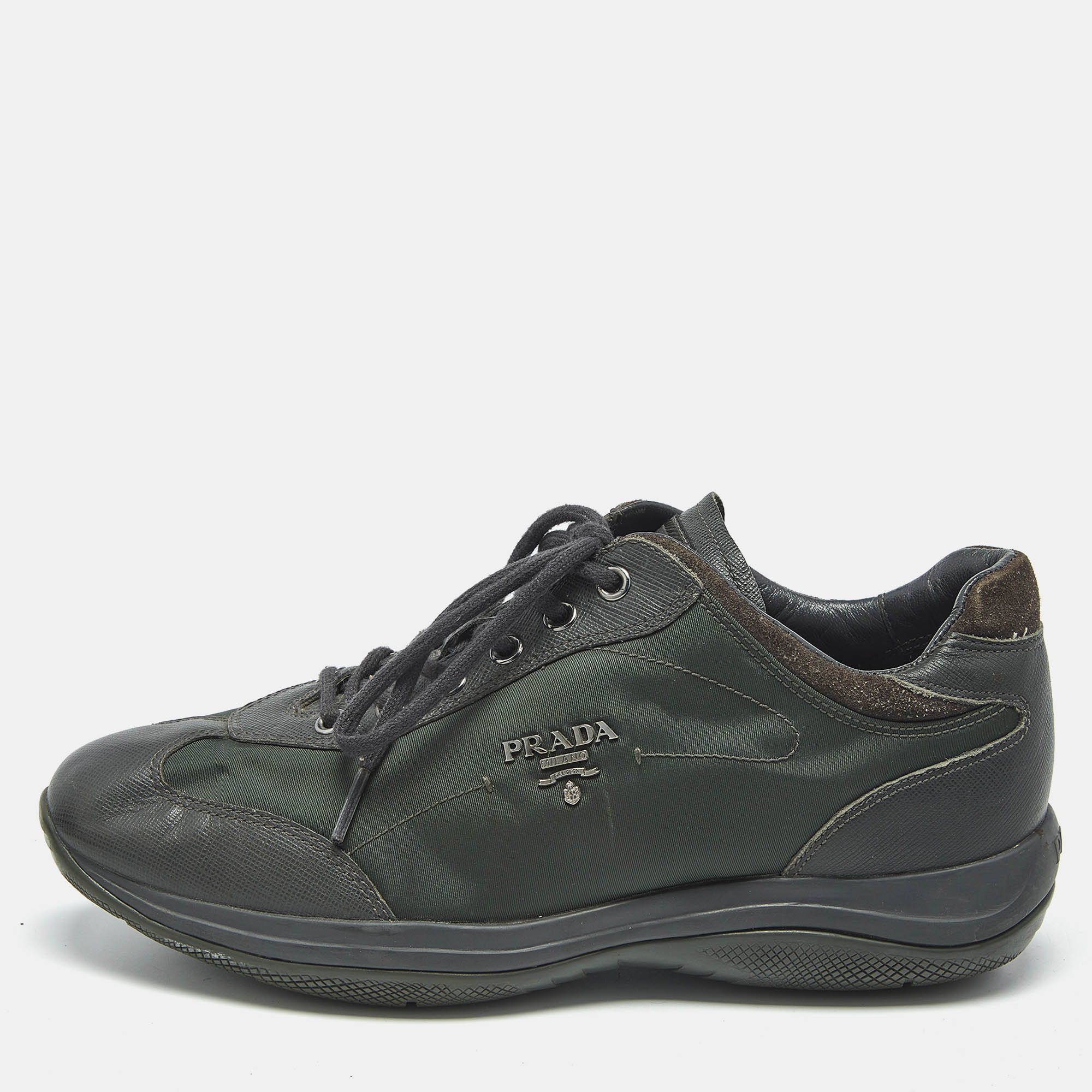 

Prada Sport Green Leather and Nylon Lace Up Sneakers Size