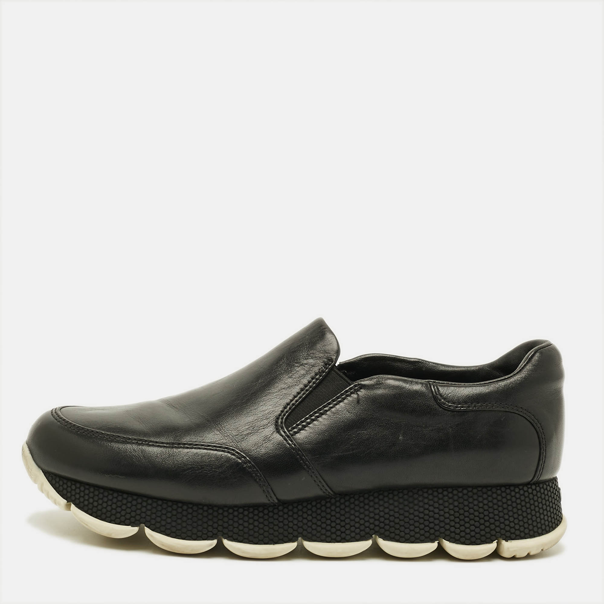 

Prada Sport Size  Black Leather Slip On Sneakers