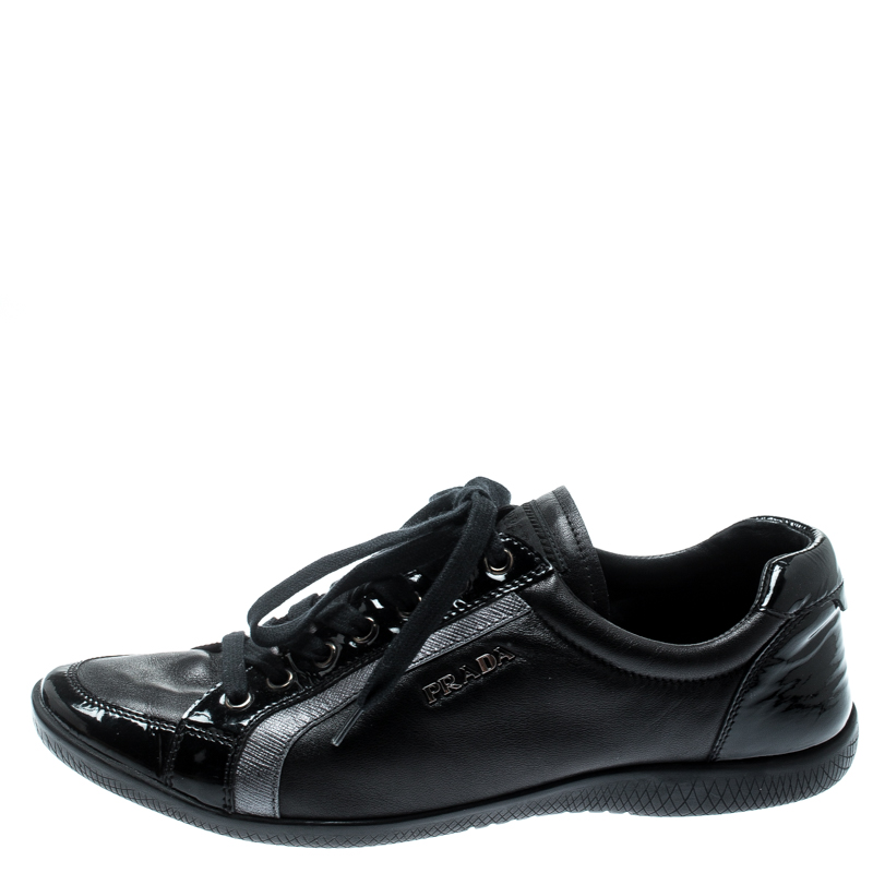 

Prada Sport Black Leather Lace Up Sneakers Size