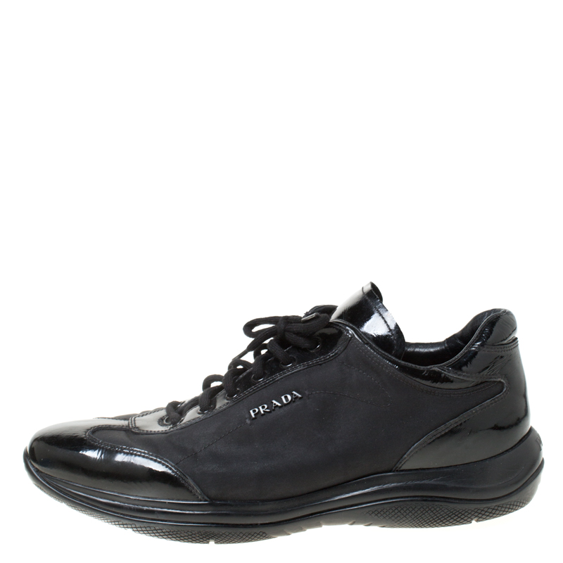

Prada Sport Black Patent Leather And Fabric Lace Up Sneakers Size