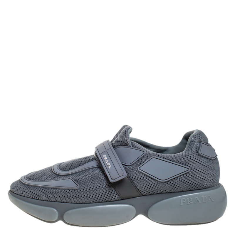 

Prada Grey Mesh And Leather Velcro Strap Sneakers Size