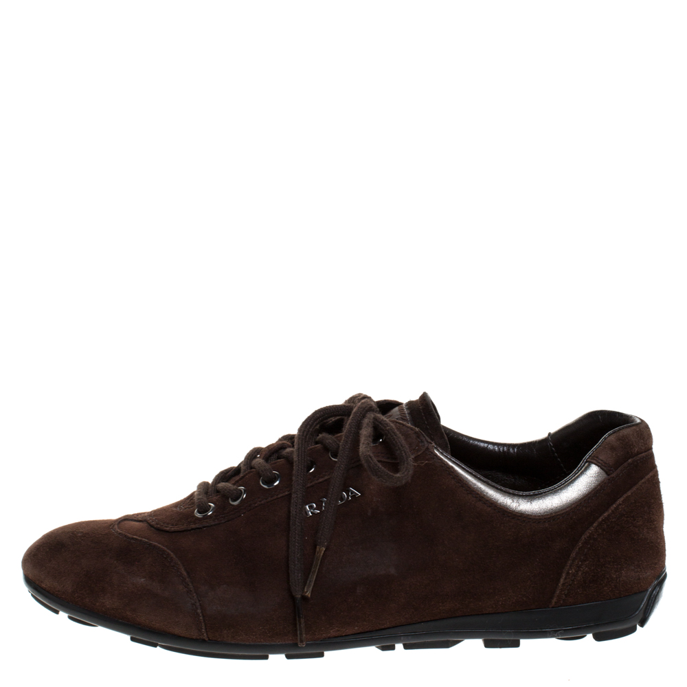 

Prada Sport Brown Suede Leather Lace Up Sneakers Size