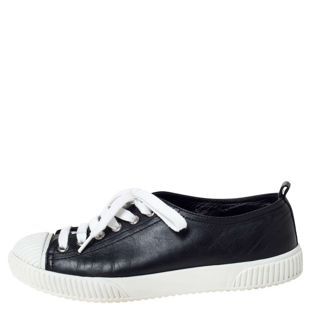 

Prada Sport Black Leather Cap Toe Sneakers Size