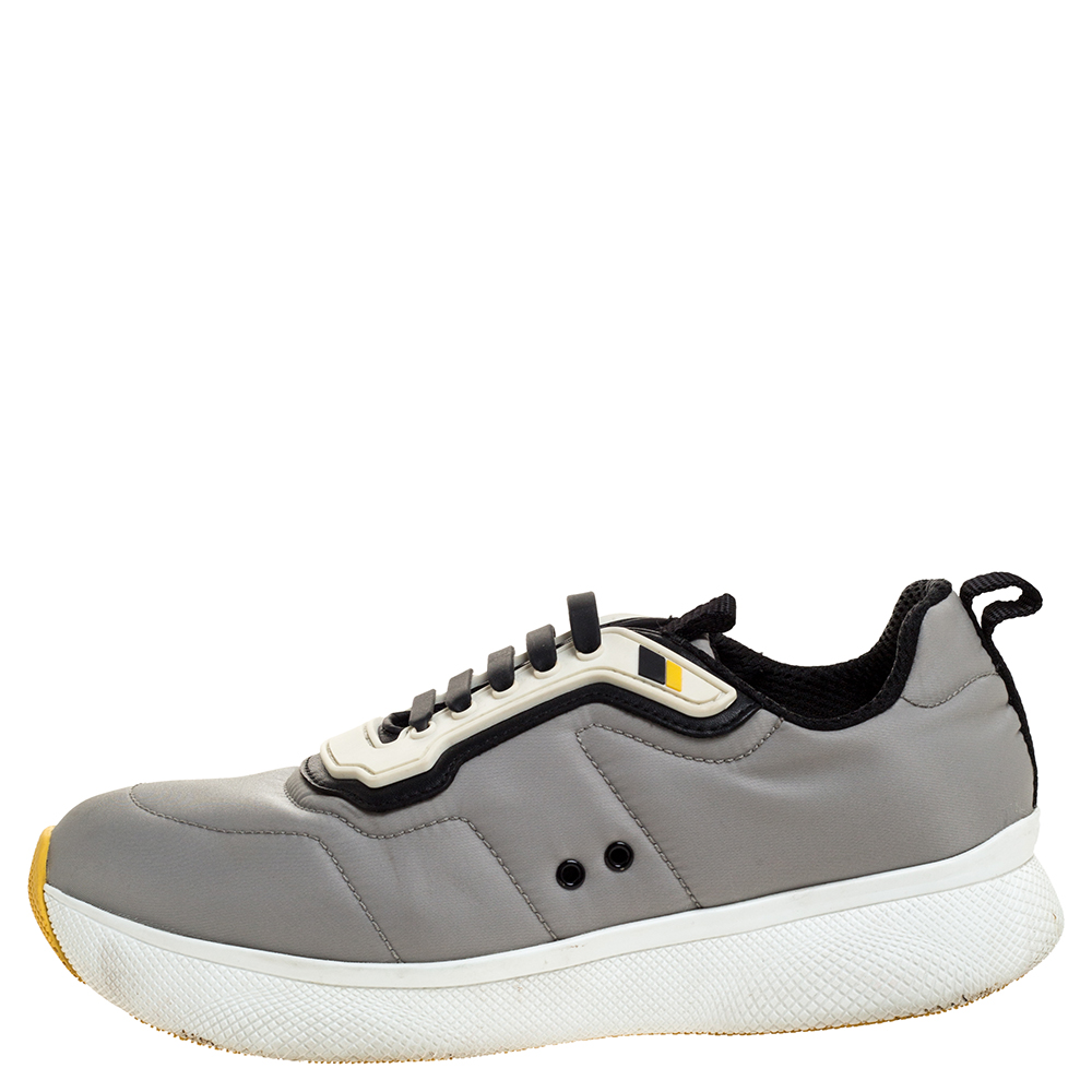 

Prada Sport Grey Nylon And Rubber Lace Up Sneakers Size