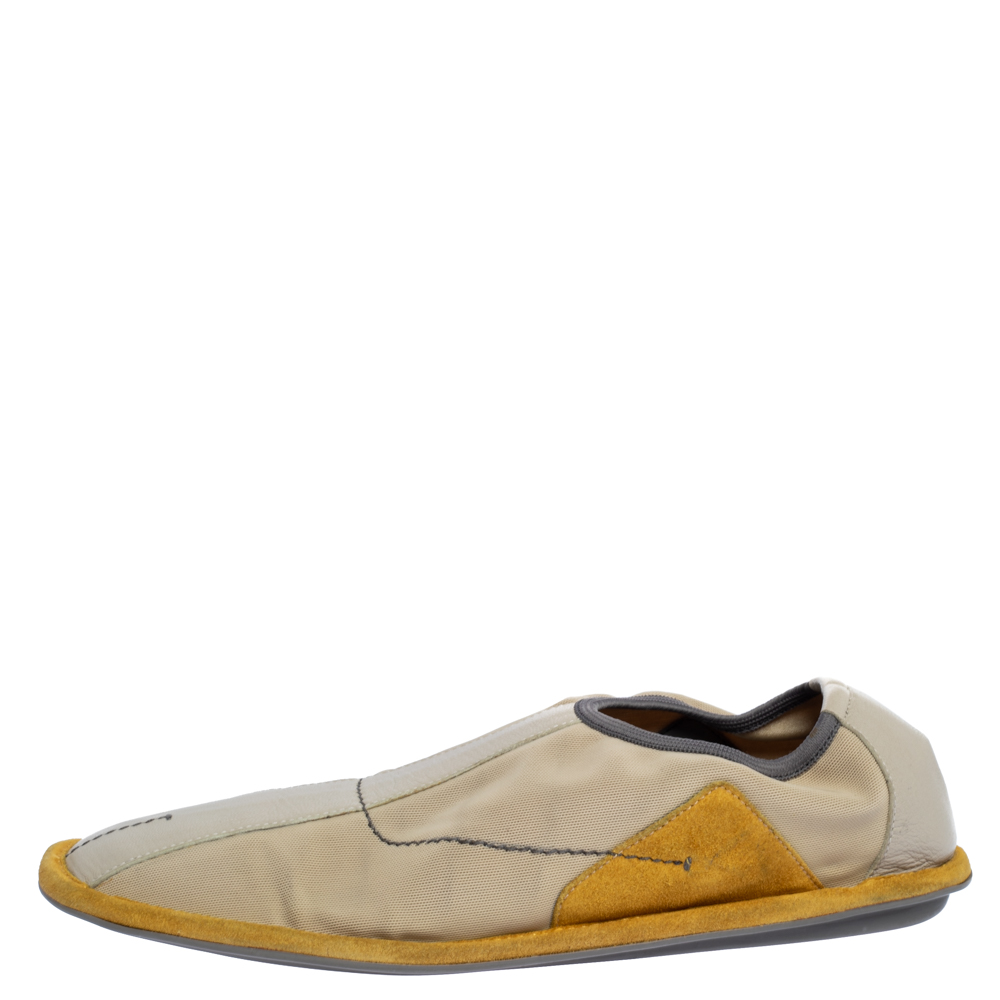 

Prada Sport Grey/Yellow Mesh And Leather Slip On Sneakers Size