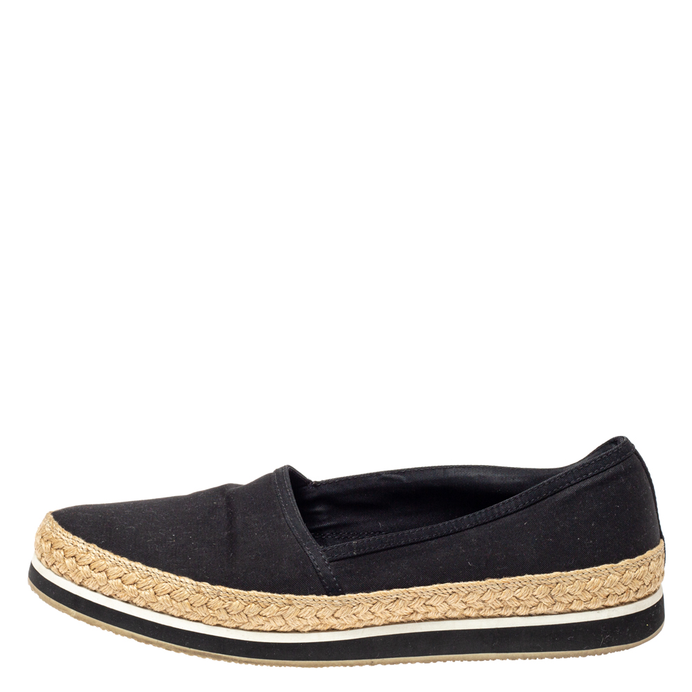 

Prada Sport Black Canvas Espadrille Flats Size