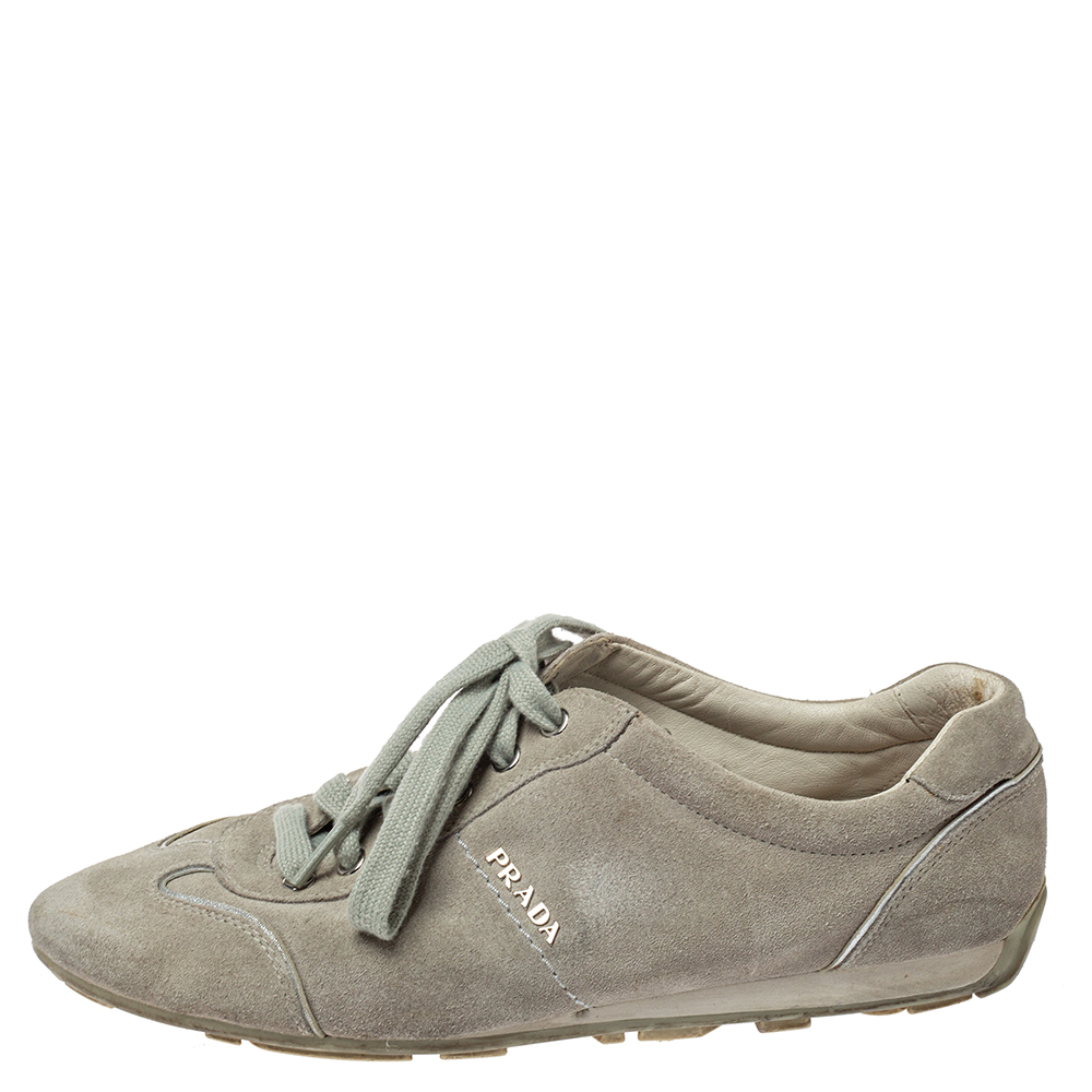 

Prada Sports Grey Suede Low Top Sneakers Size